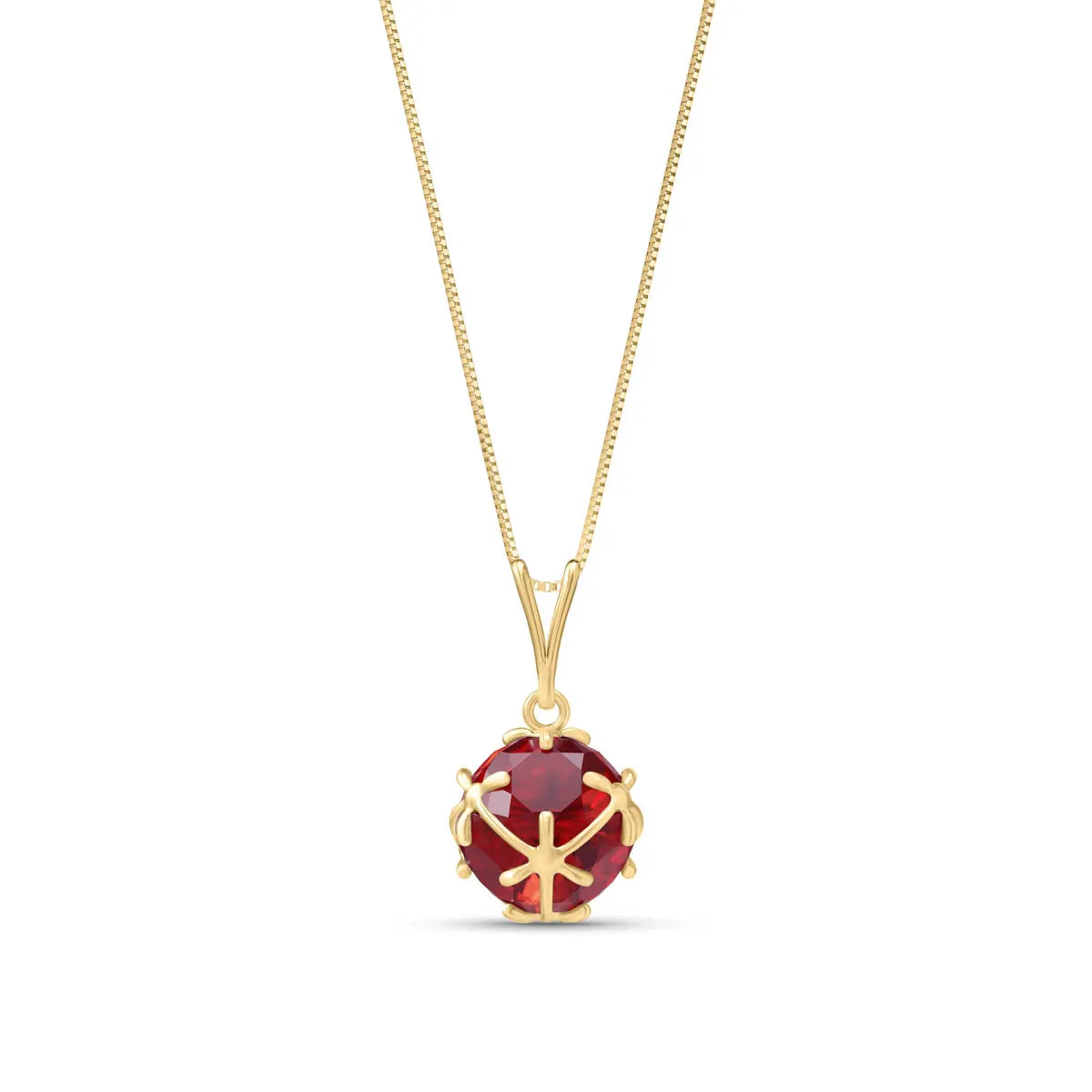 Yellow Gold Rose Pendant Necklace Ruby 10K — Flora