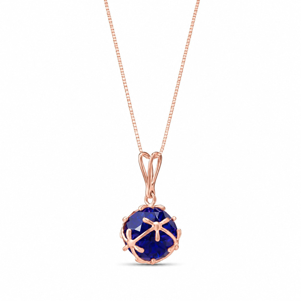 Rose Gold Rose Pendant Necklace Garnet 10K — Flora