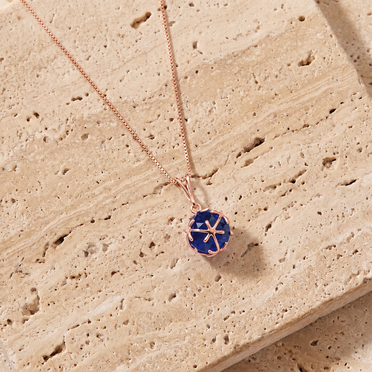 Rose Gold Rose Pendant Necklace Garnet 10K — Flora