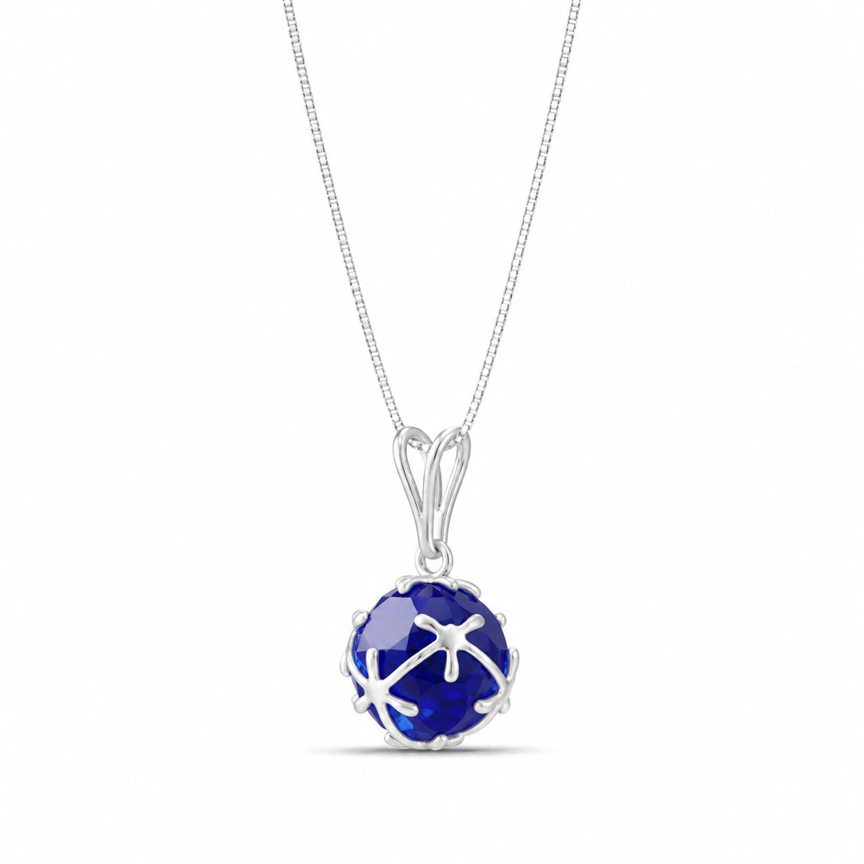 White Gold Rose Pendant Necklace Garnet 10K — Flora