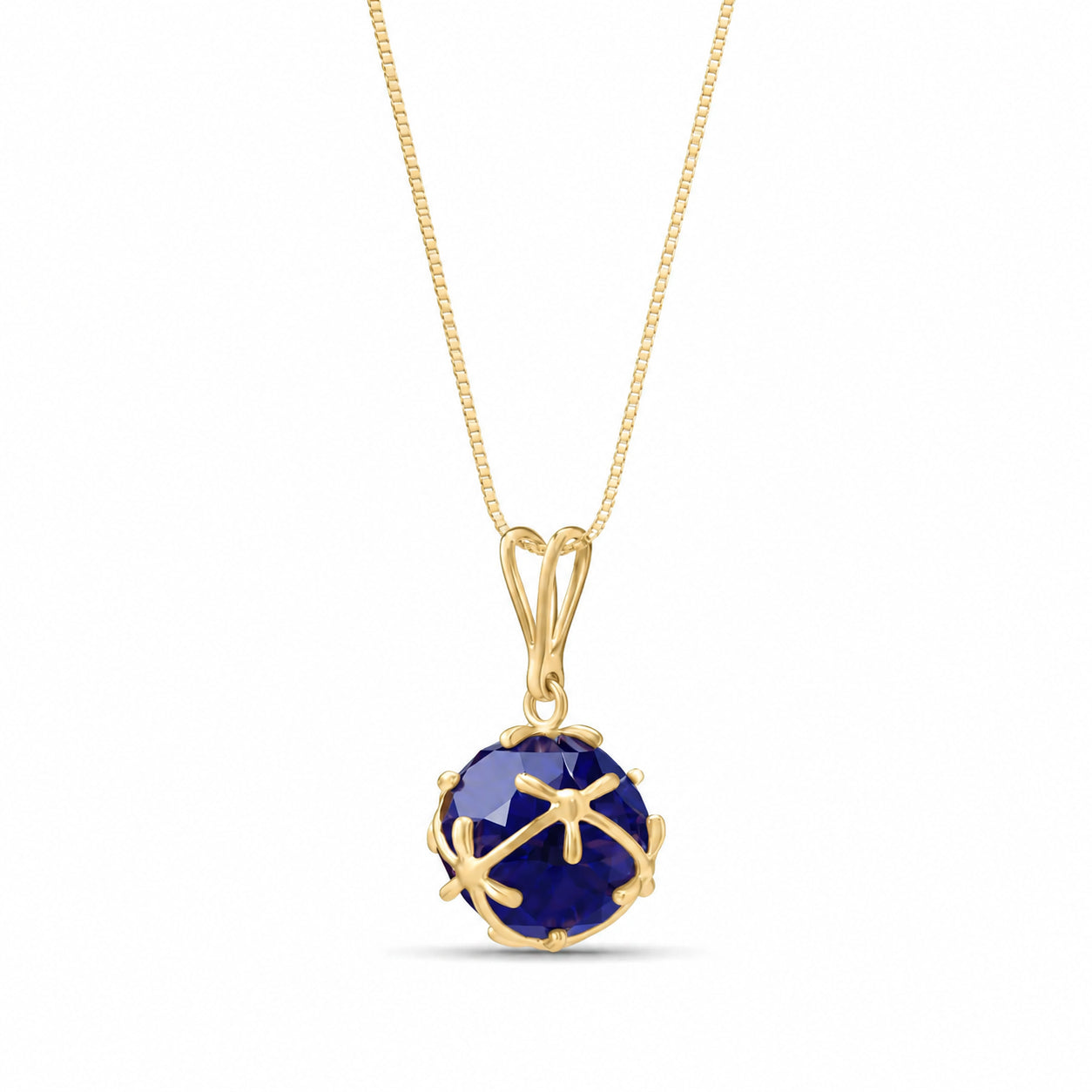 Yellow Gold Rose Pendant Necklace Garnet 10K — Flora