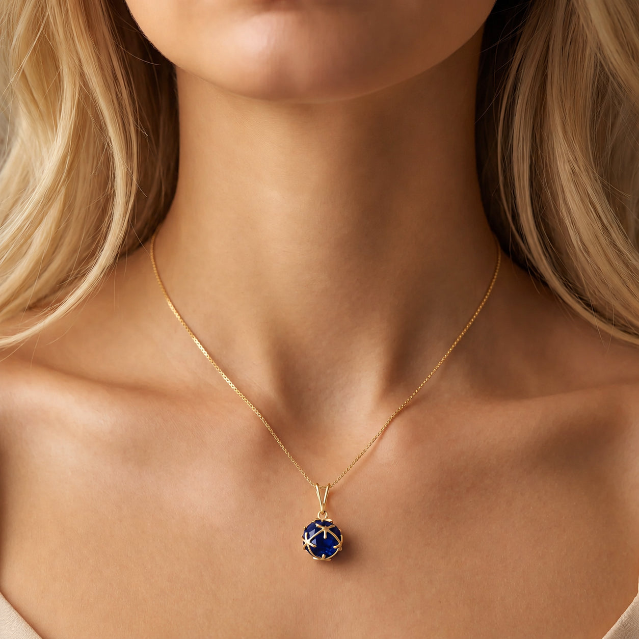 Yellow Gold Rose Pendant Necklace Garnet 10K — Flora