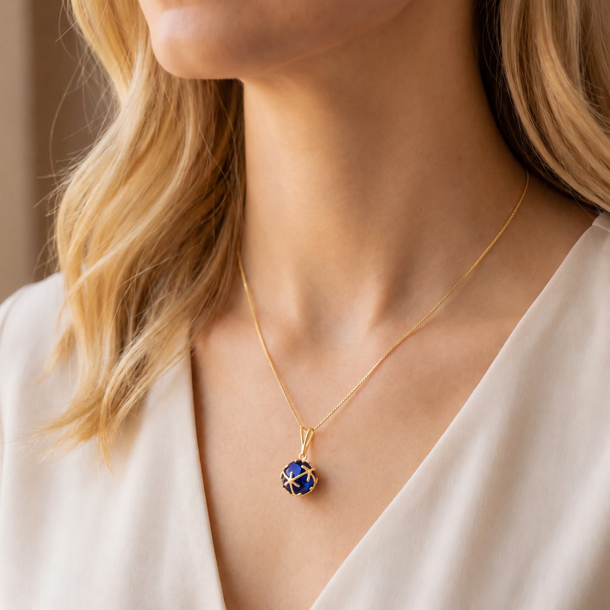 Yellow Gold Rose Pendant Necklace Garnet 10K — Flora