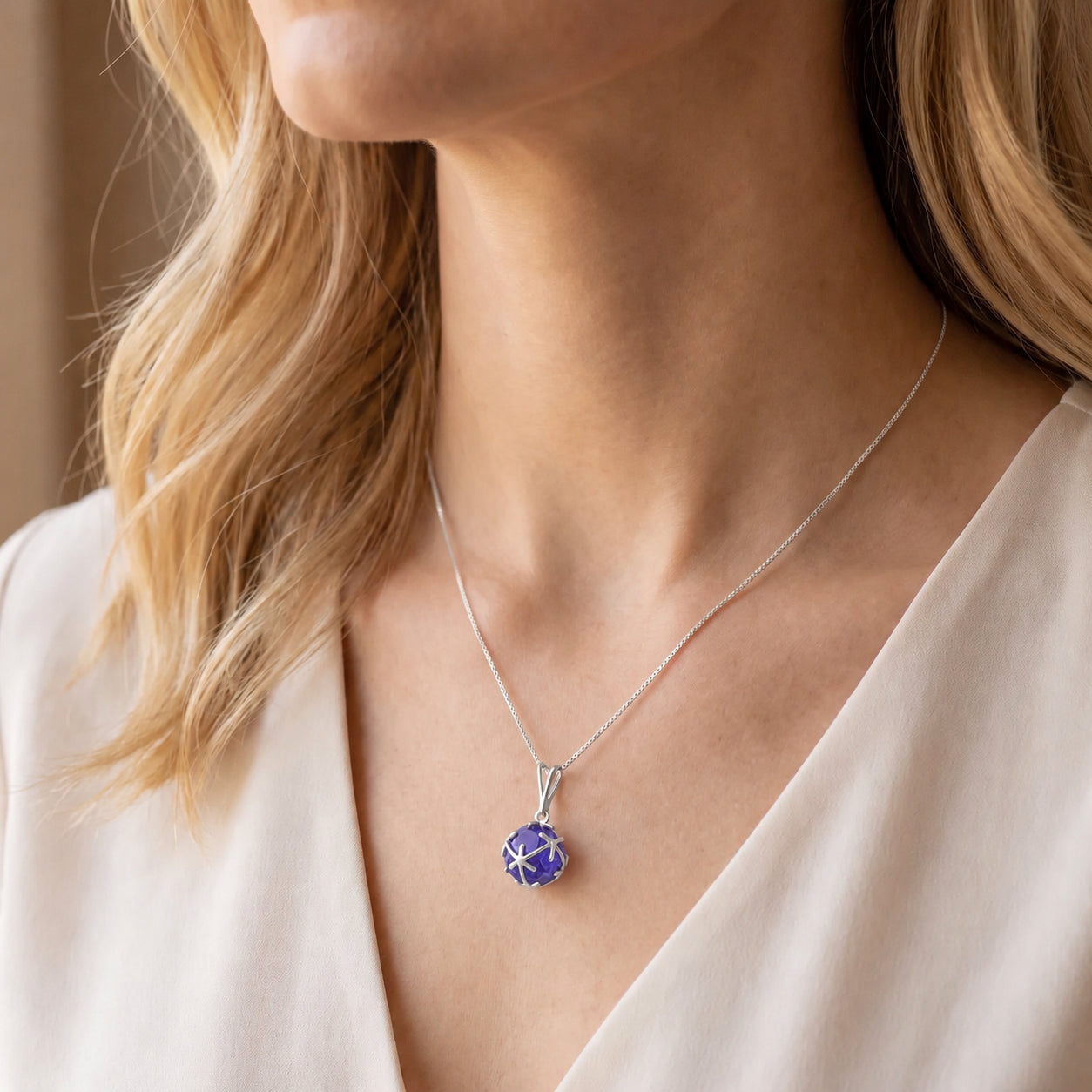 White Gold Rose Pendant Necklace Opal 10K — Flora