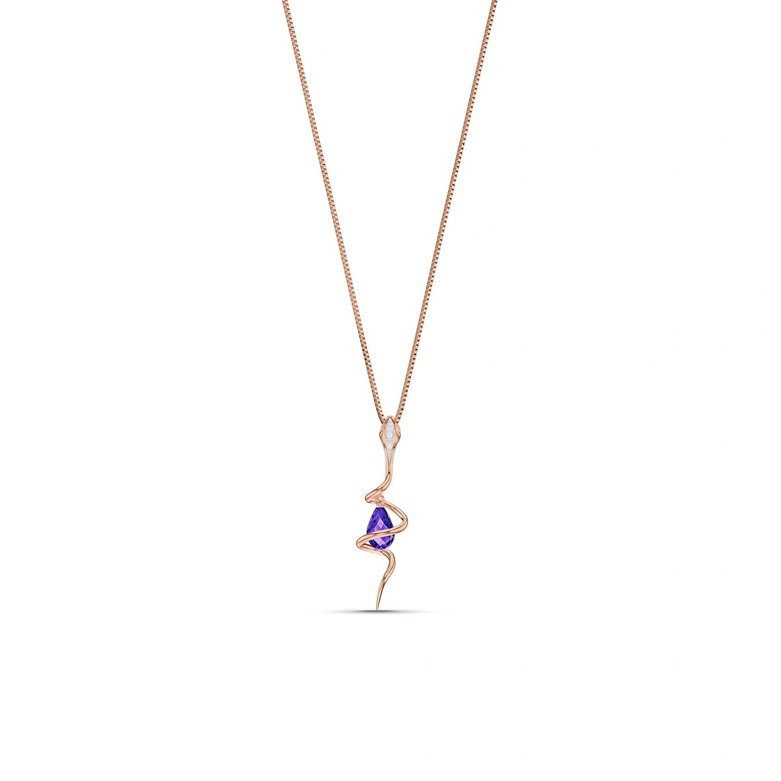 Rose Gold Pendant Necklace Amethyst 10K — Argentina