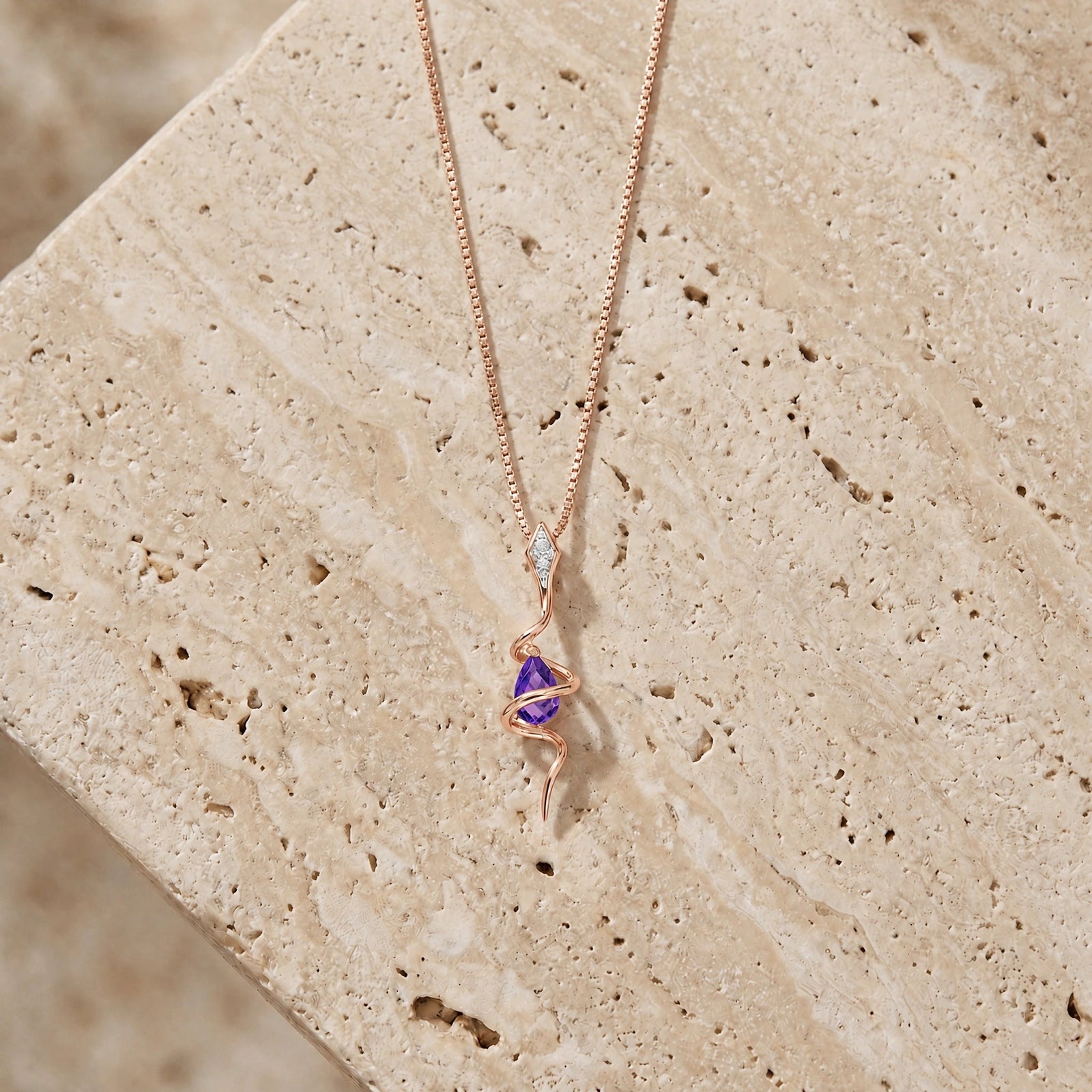 Rose Gold Pendant Necklace Amethyst 10K — Argentina