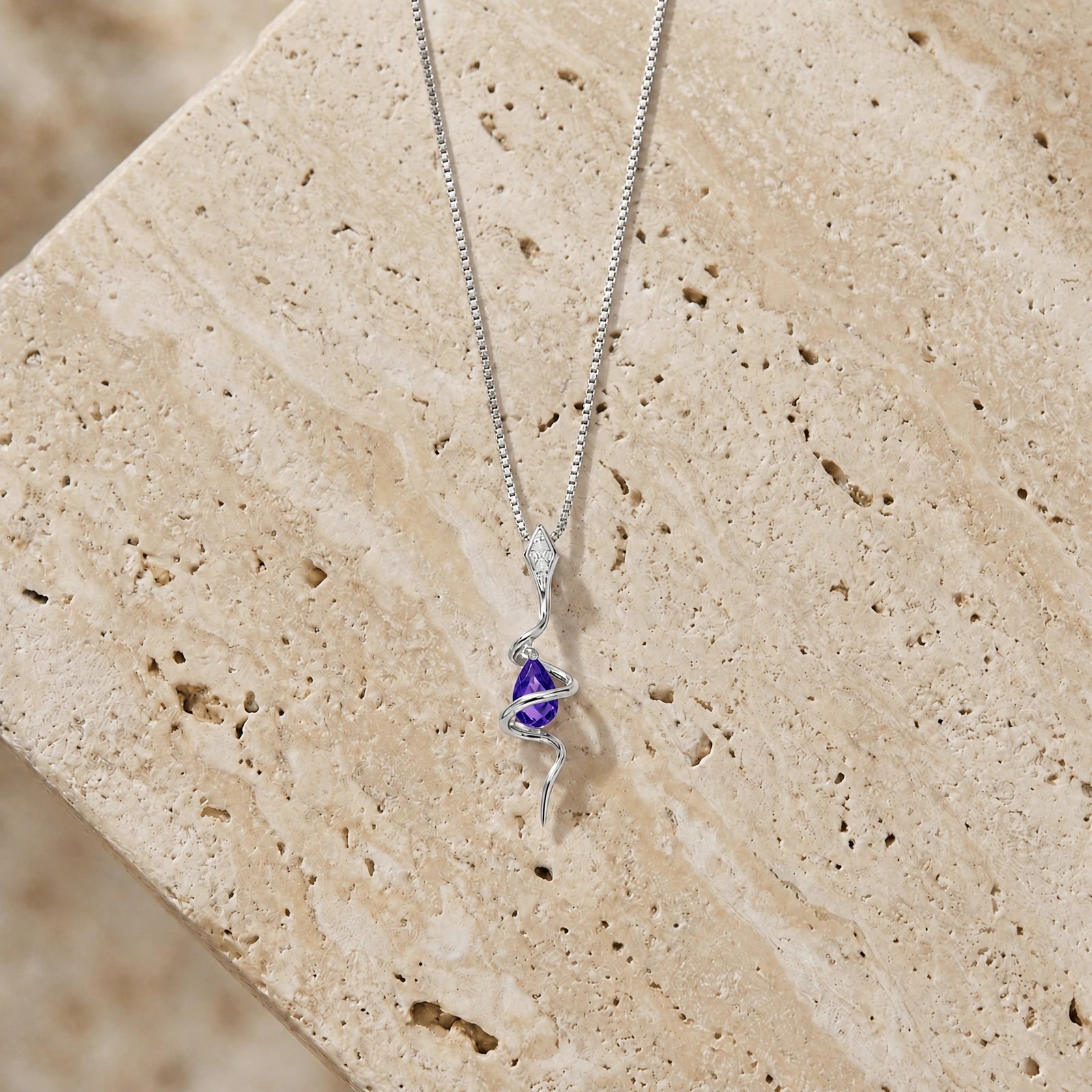 White Gold Pendant Necklace Amethyst 10K — Argentina