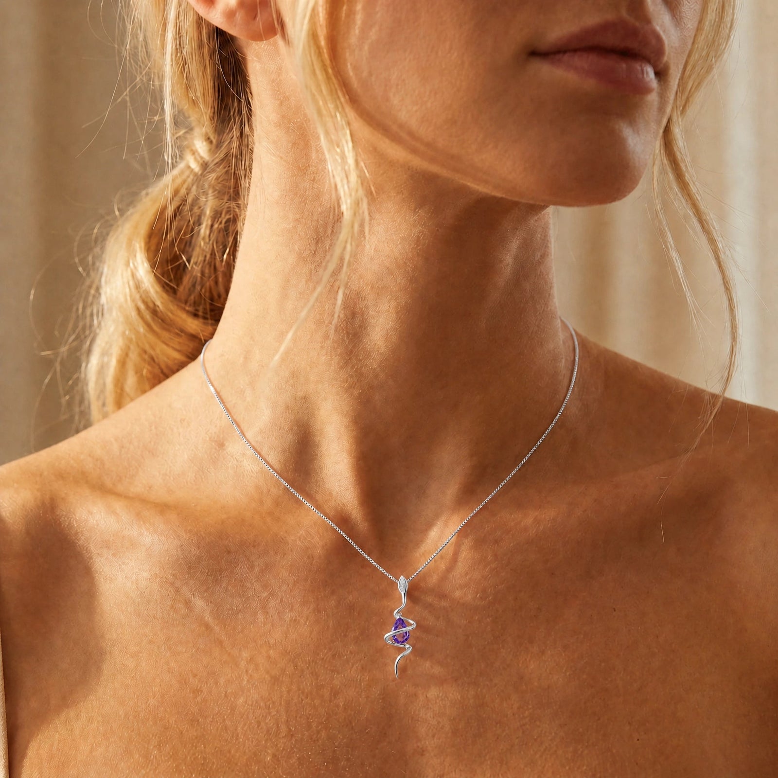 White Gold Pendant Necklace Amethyst 10K — Argentina
