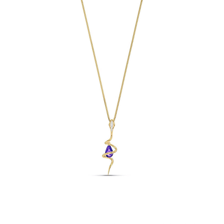 Yellow Gold Pendant Necklace Amethyst 10K — Argentina