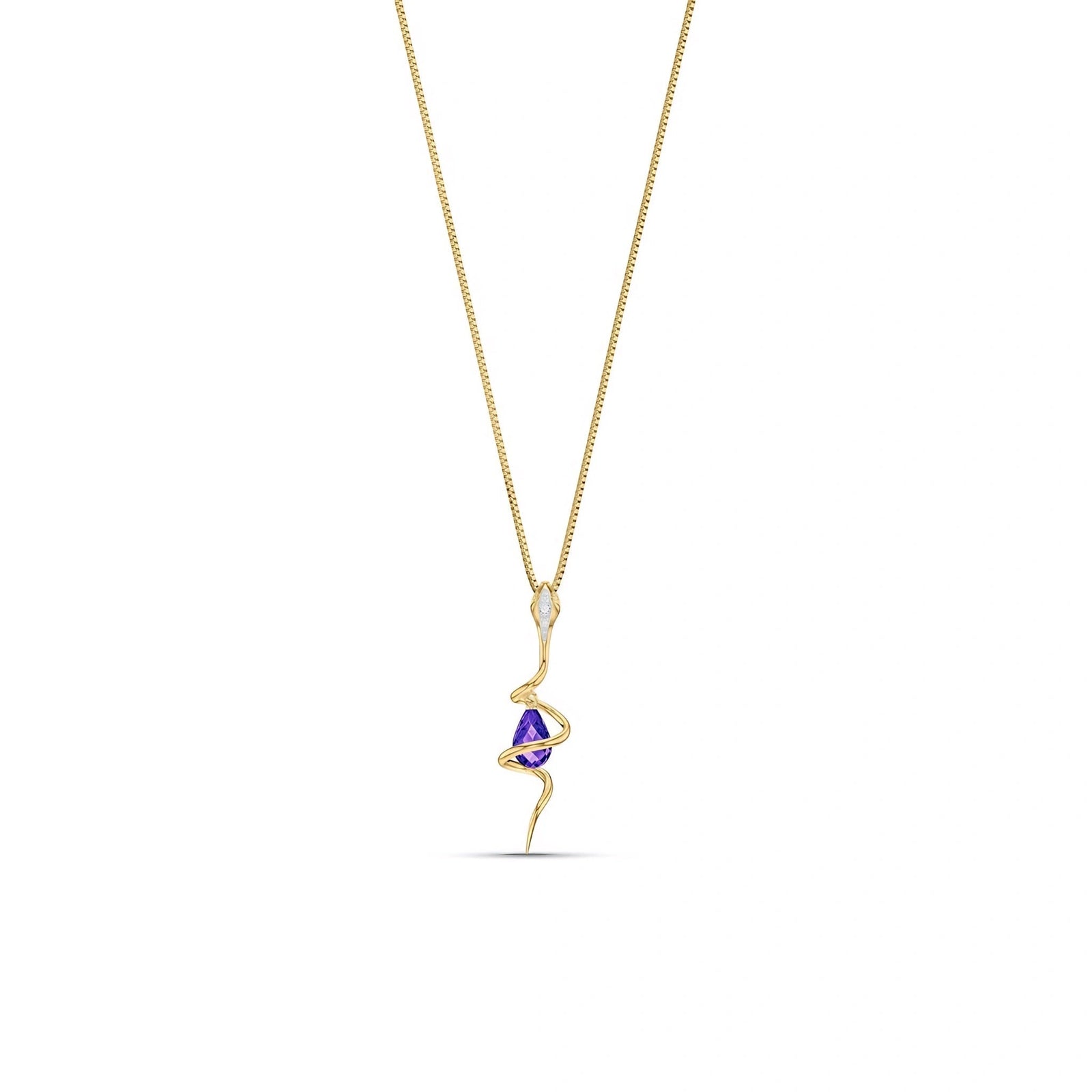 Yellow Gold Pendant Necklace Amethyst 10K — Argentina