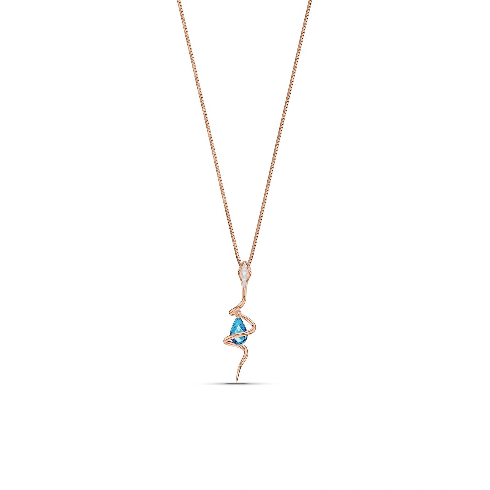 Rose Gold Pendant Necklace Blue Topaz 10K — Argentina