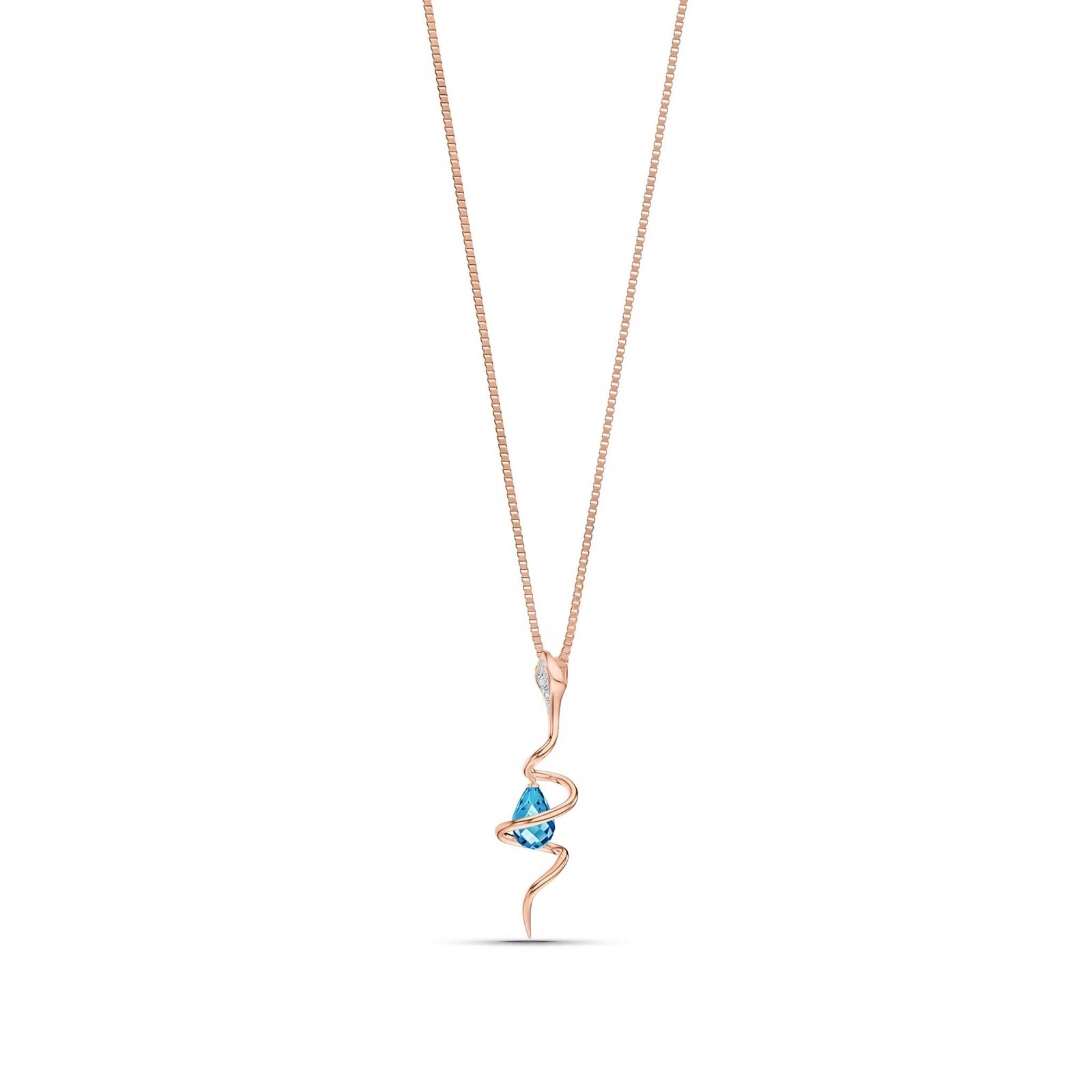 Rose Gold Pendant Necklace Blue Topaz 10K — Argentina