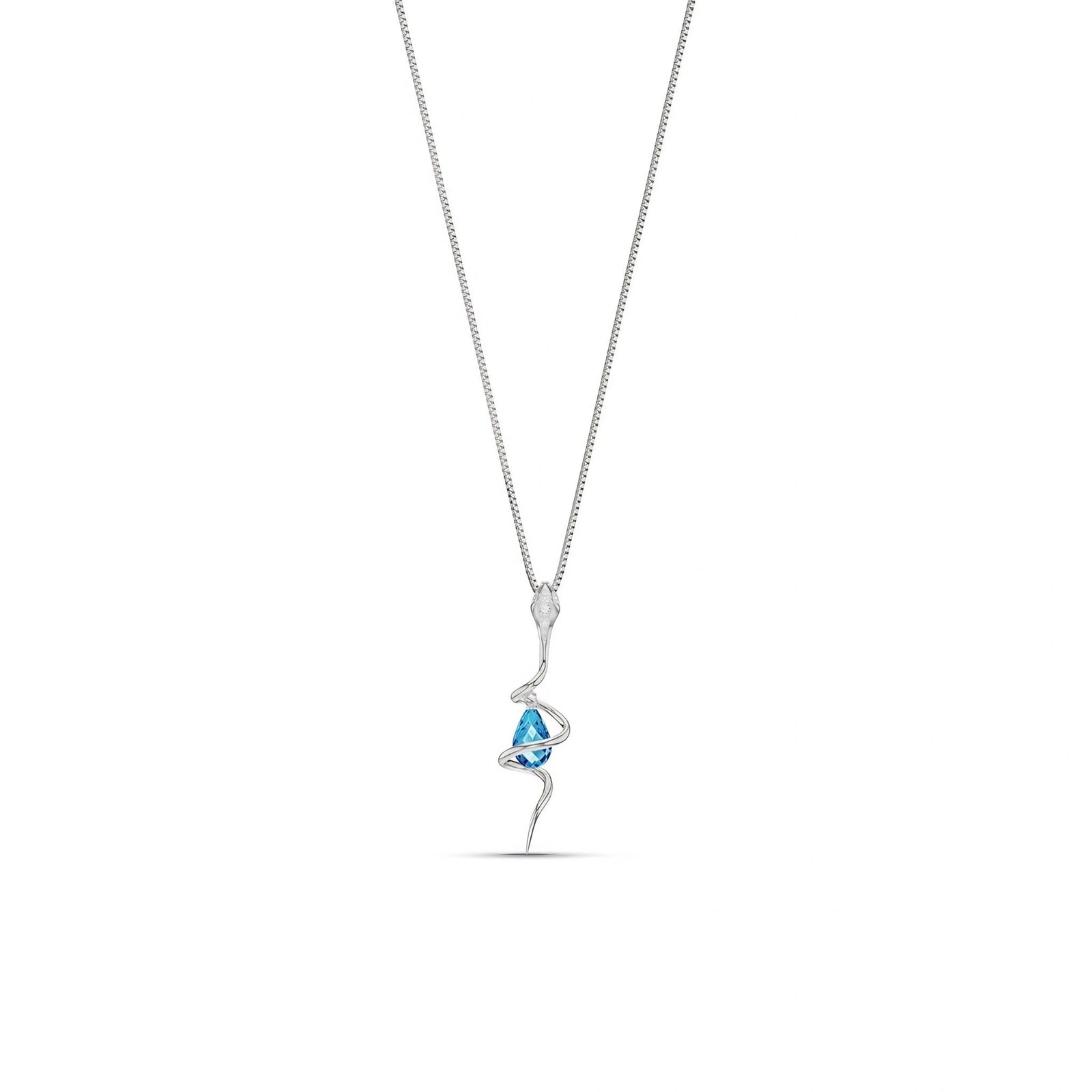 White Gold Pendant Necklace Blue Topaz 10K — Argentina