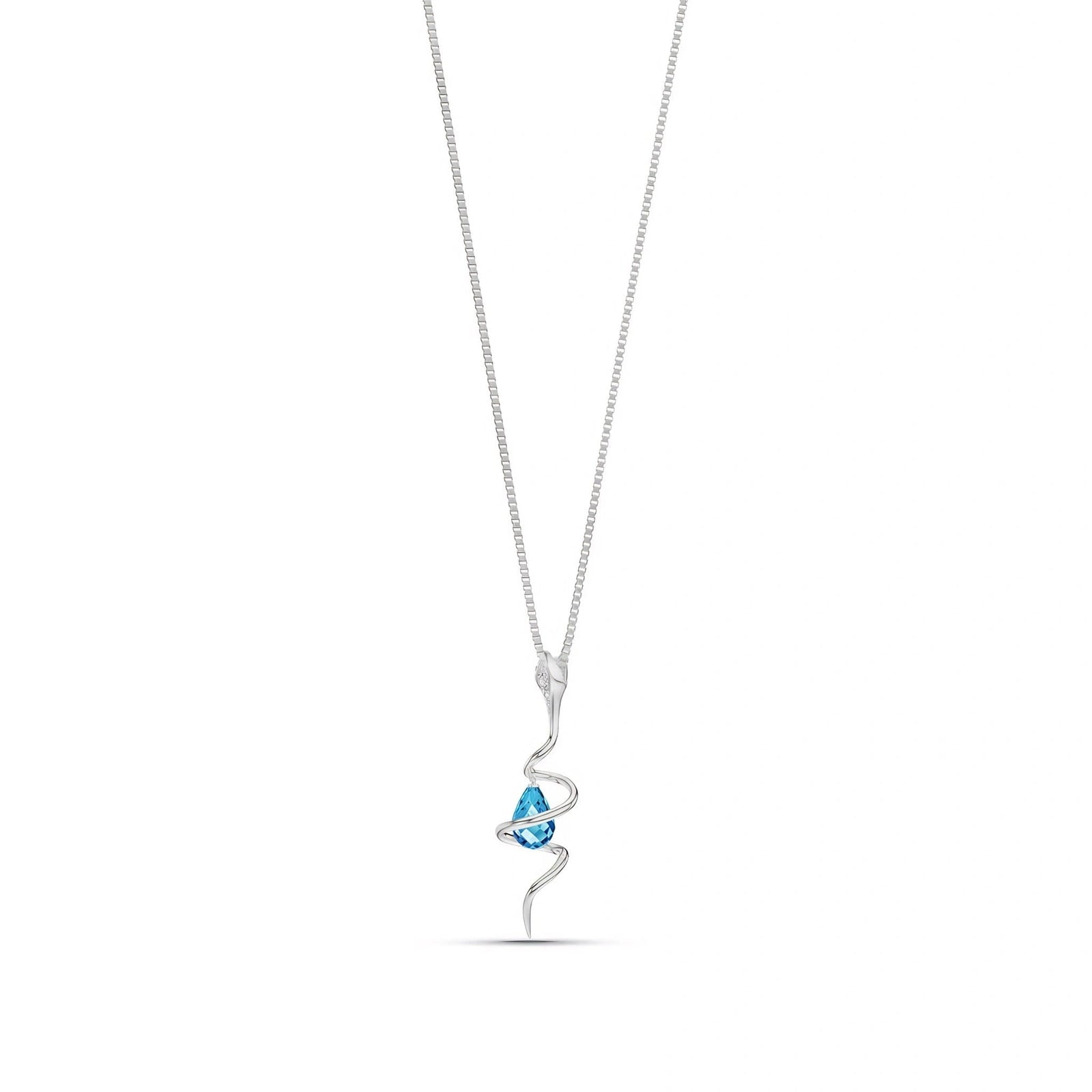 White Gold Pendant Necklace Blue Topaz 10K — Argentina
