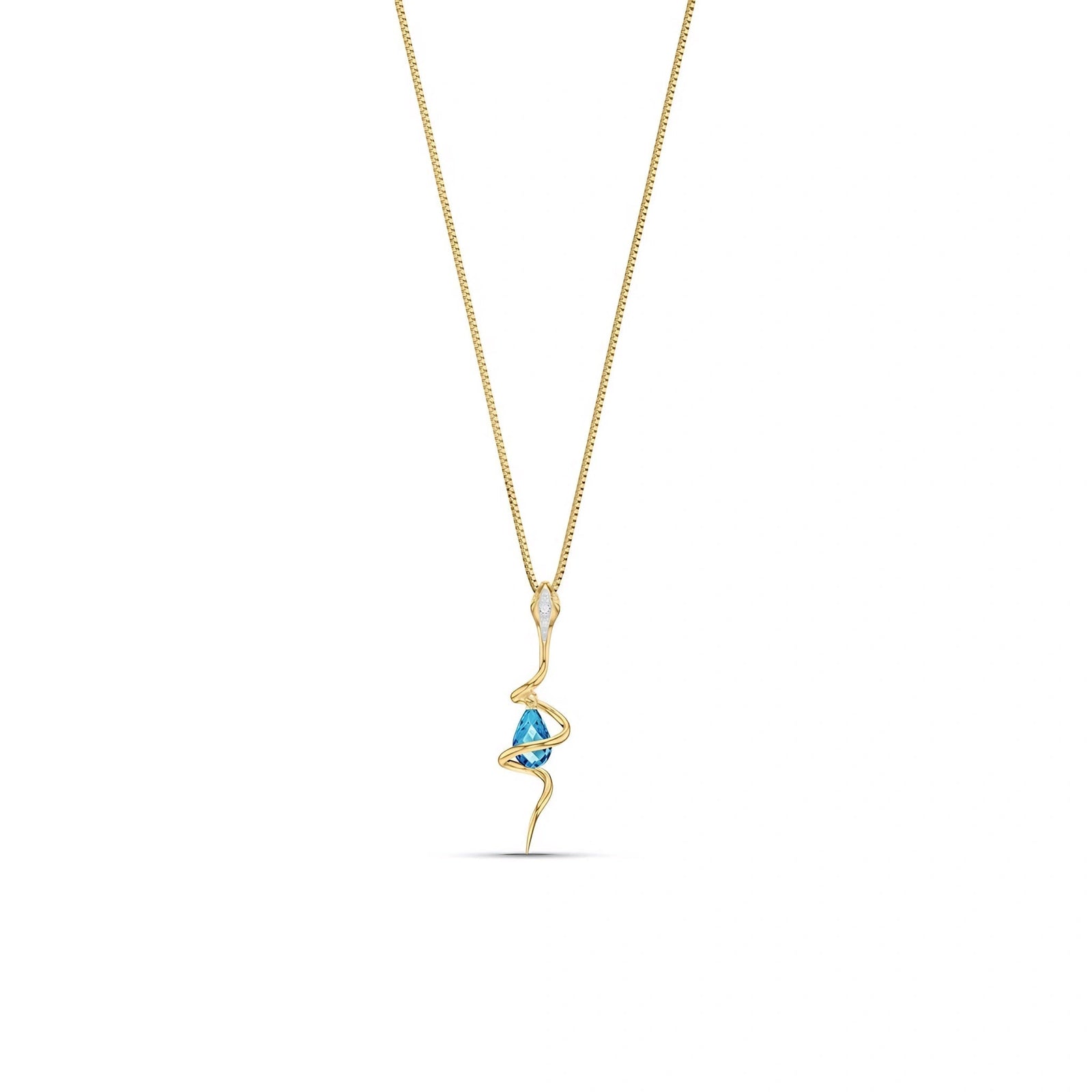 Yellow Gold Pendant Necklace Blue Topaz 10K — Argentina