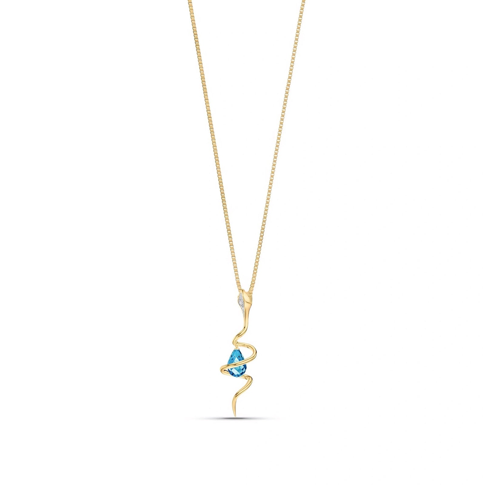 Yellow Gold Pendant Necklace Blue Topaz 10K — Argentina