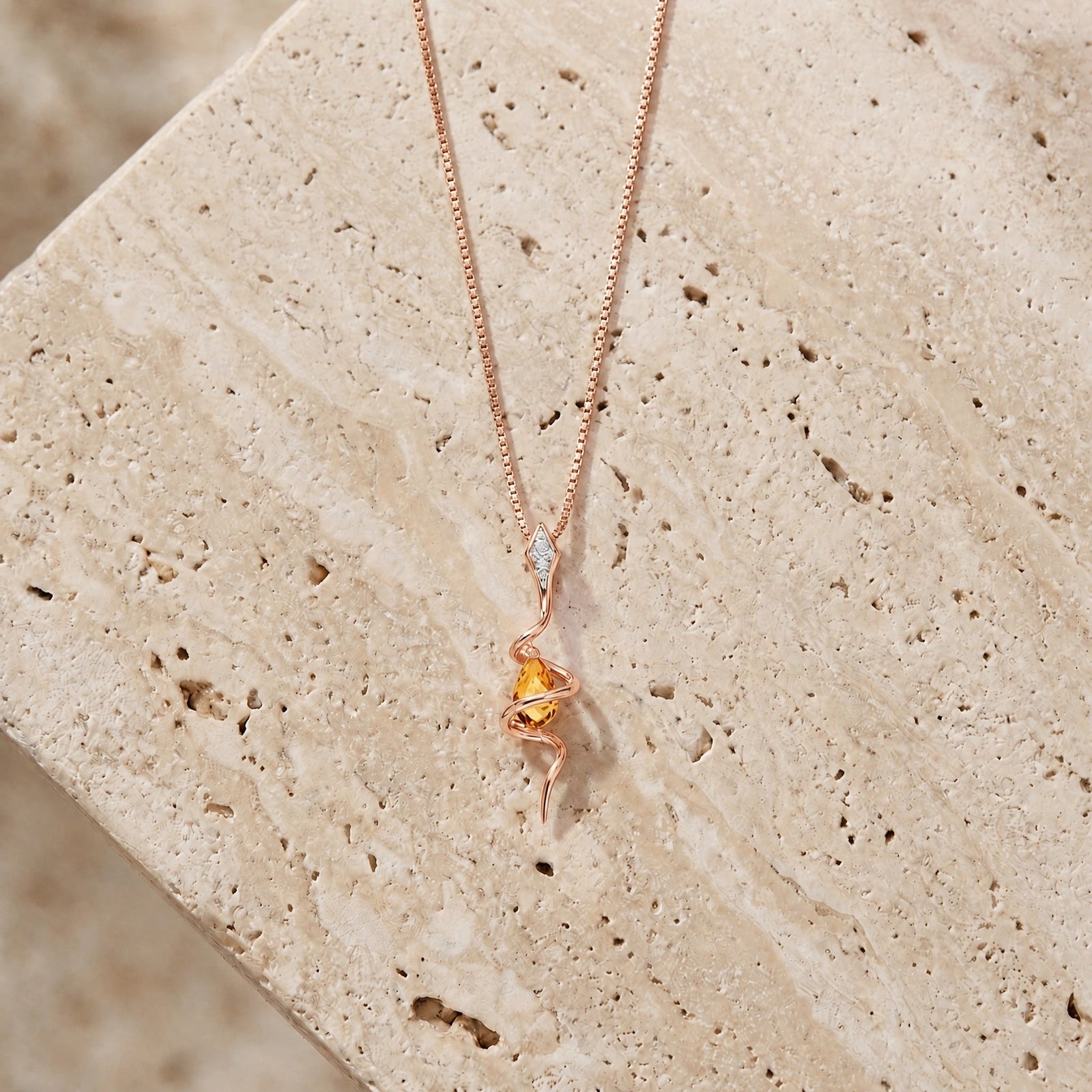 Rose Gold Pendant Necklace Citrine 10K — Argentina