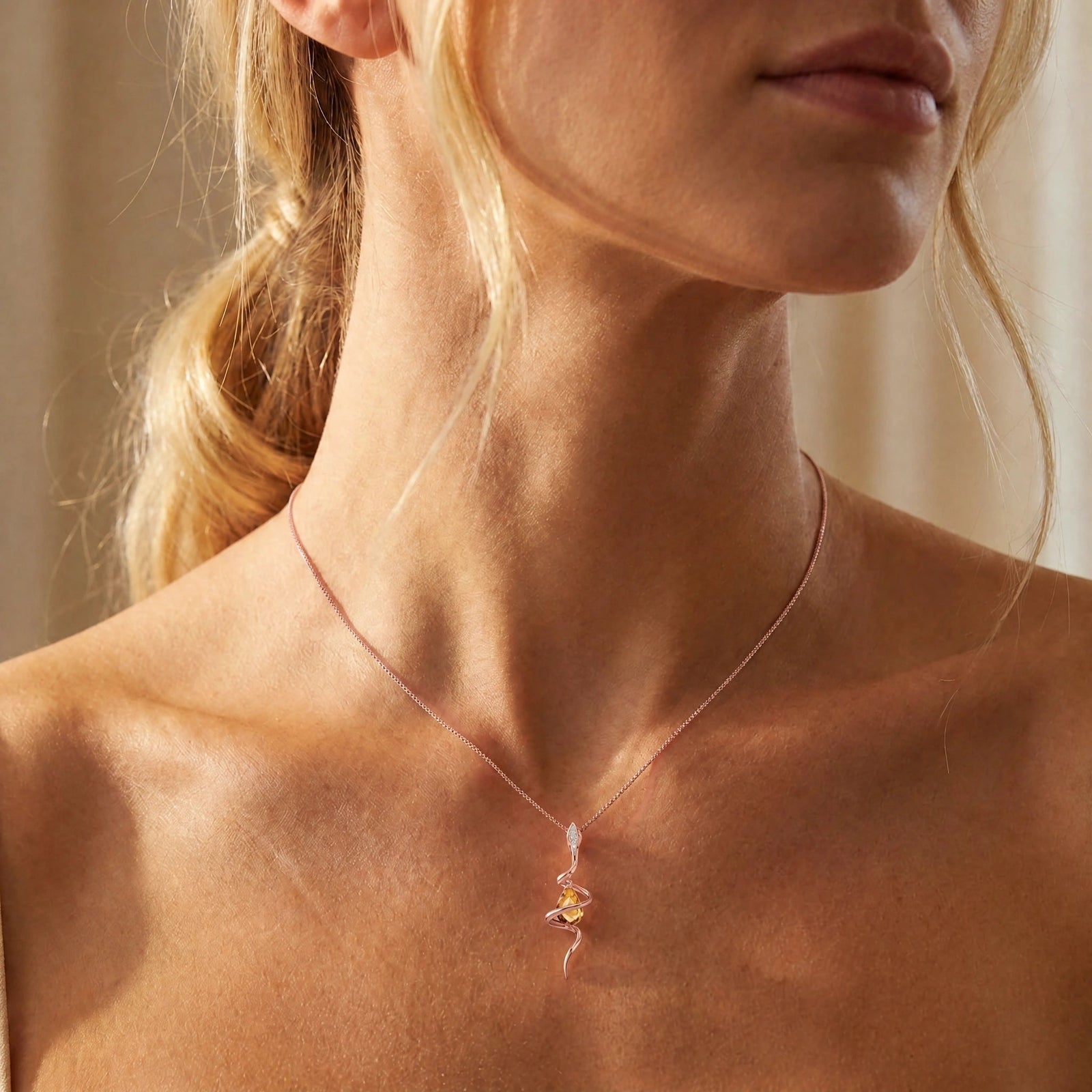 Rose Gold Pendant Necklace Citrine 10K — Argentina