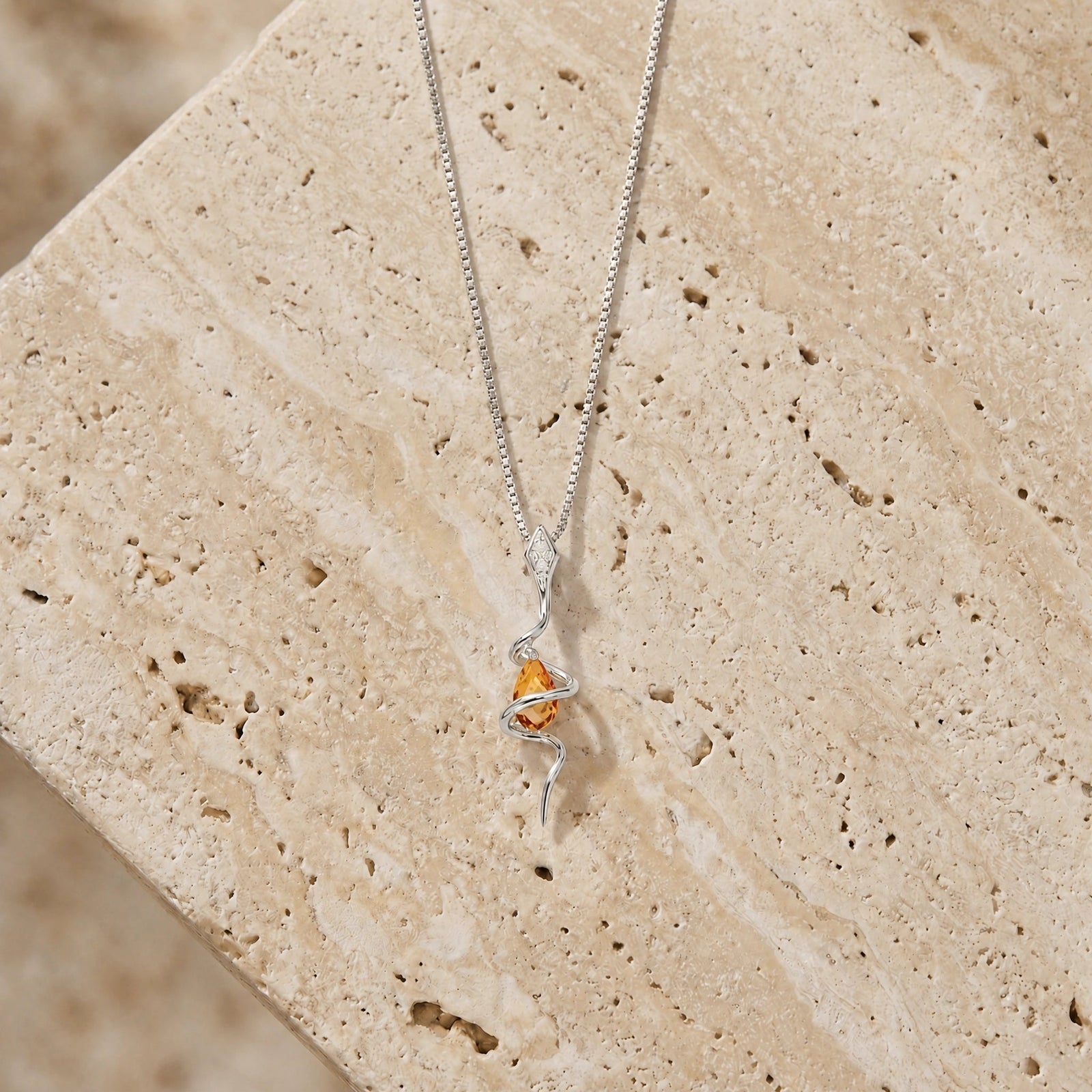 White Gold Pendant Necklace Citrine 10K — Argentina