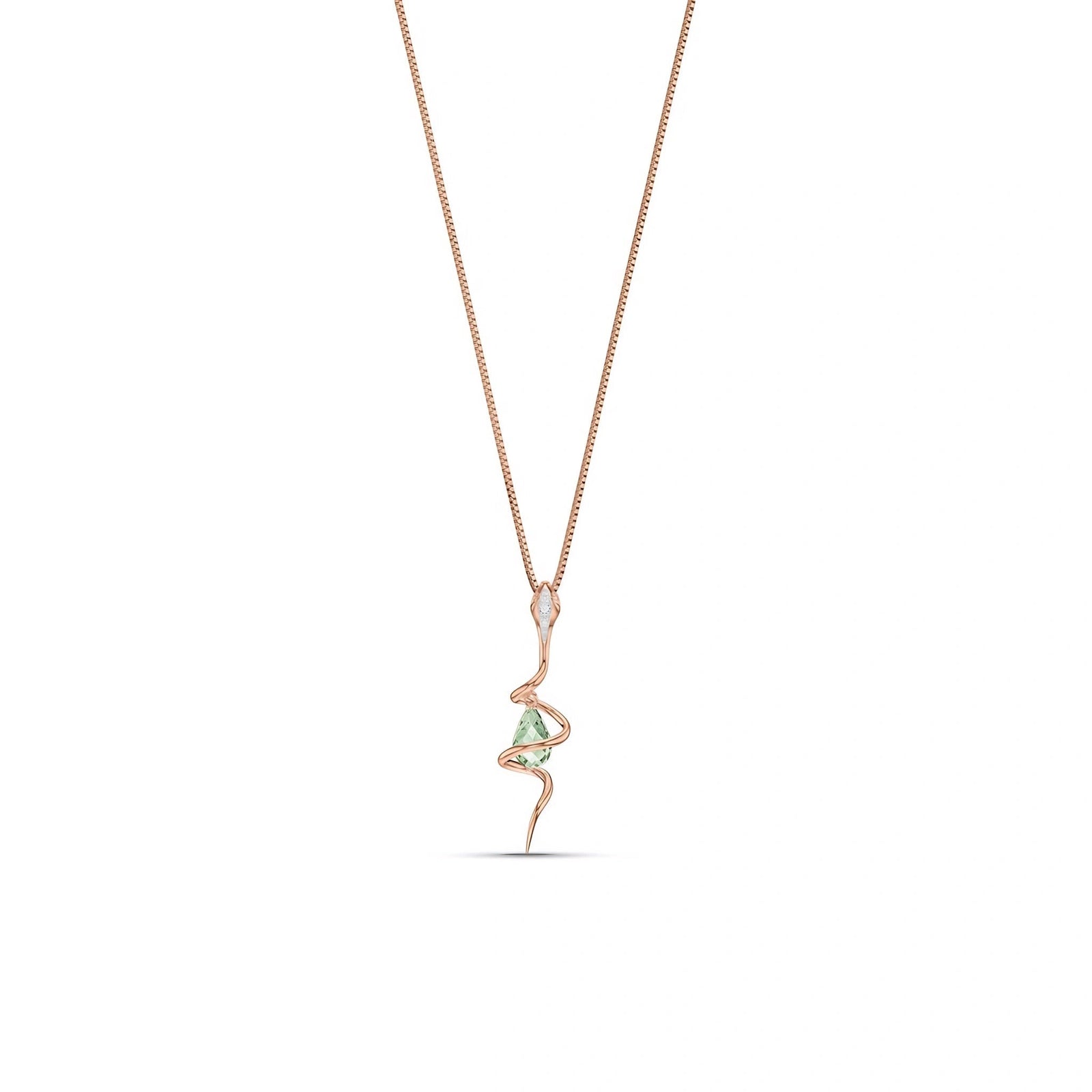 Rose Gold Pendant Necklace Green Amethyst 10K — Argentina