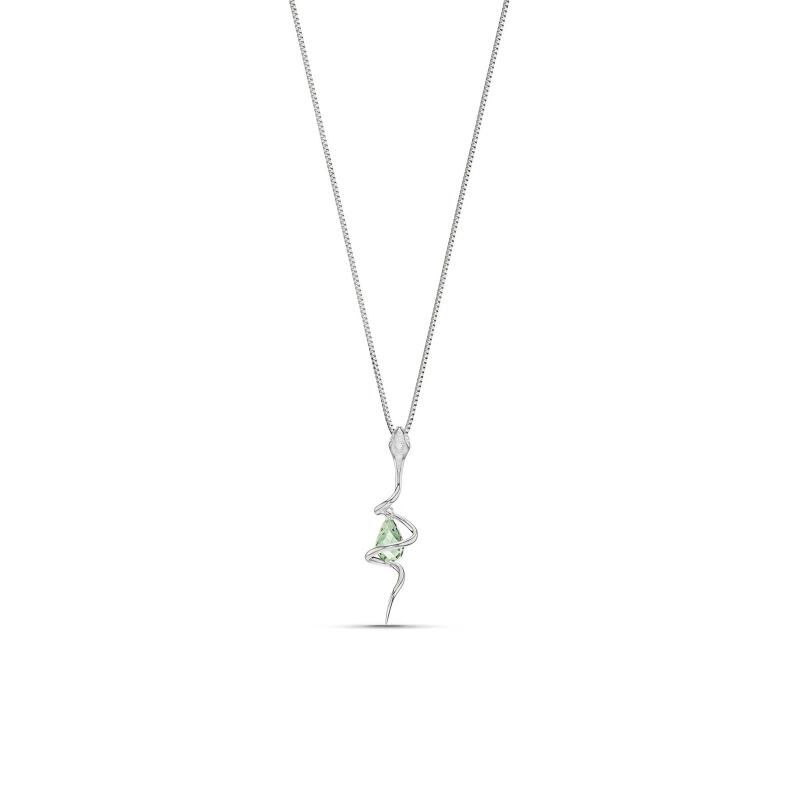 White Gold Pendant Necklace Green Amethyst 10K — Argentina