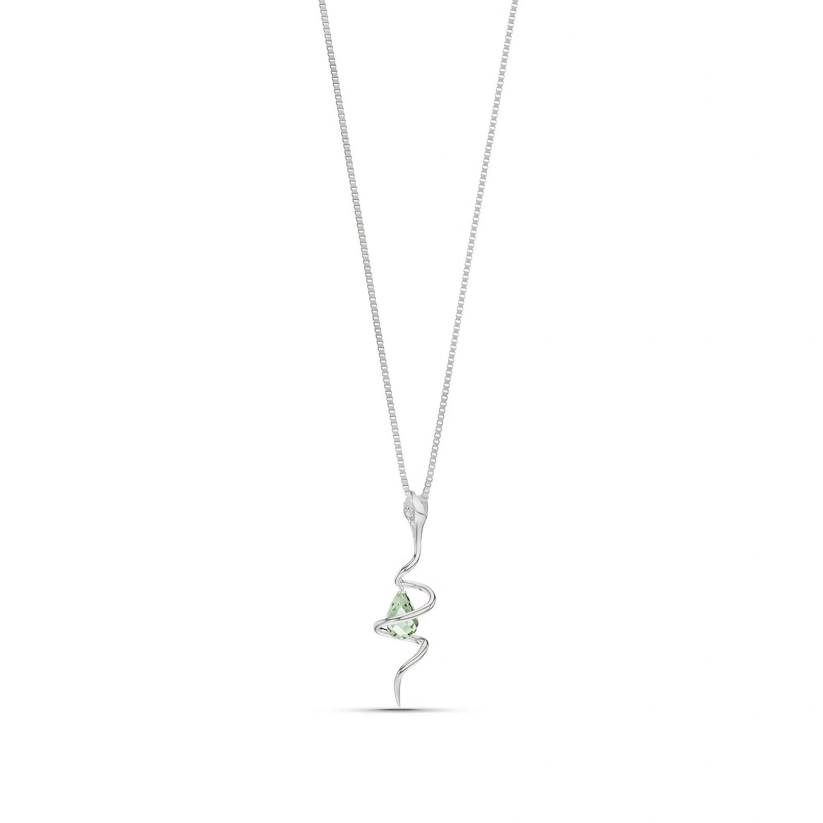 White Gold Pendant Necklace Green Amethyst 10K — Argentina