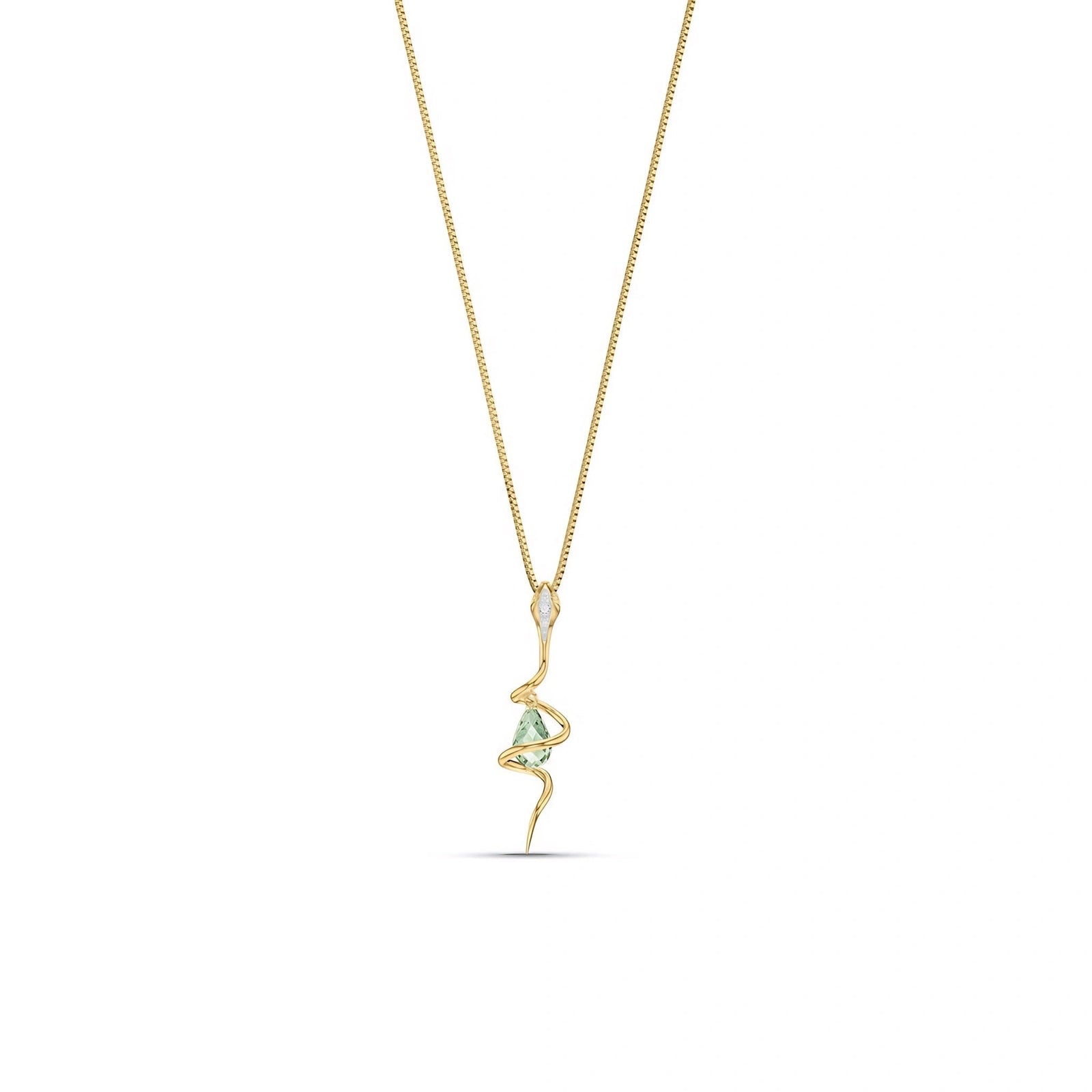 Yellow Gold Pendant Necklace Green Amethyst 10K — Argentina