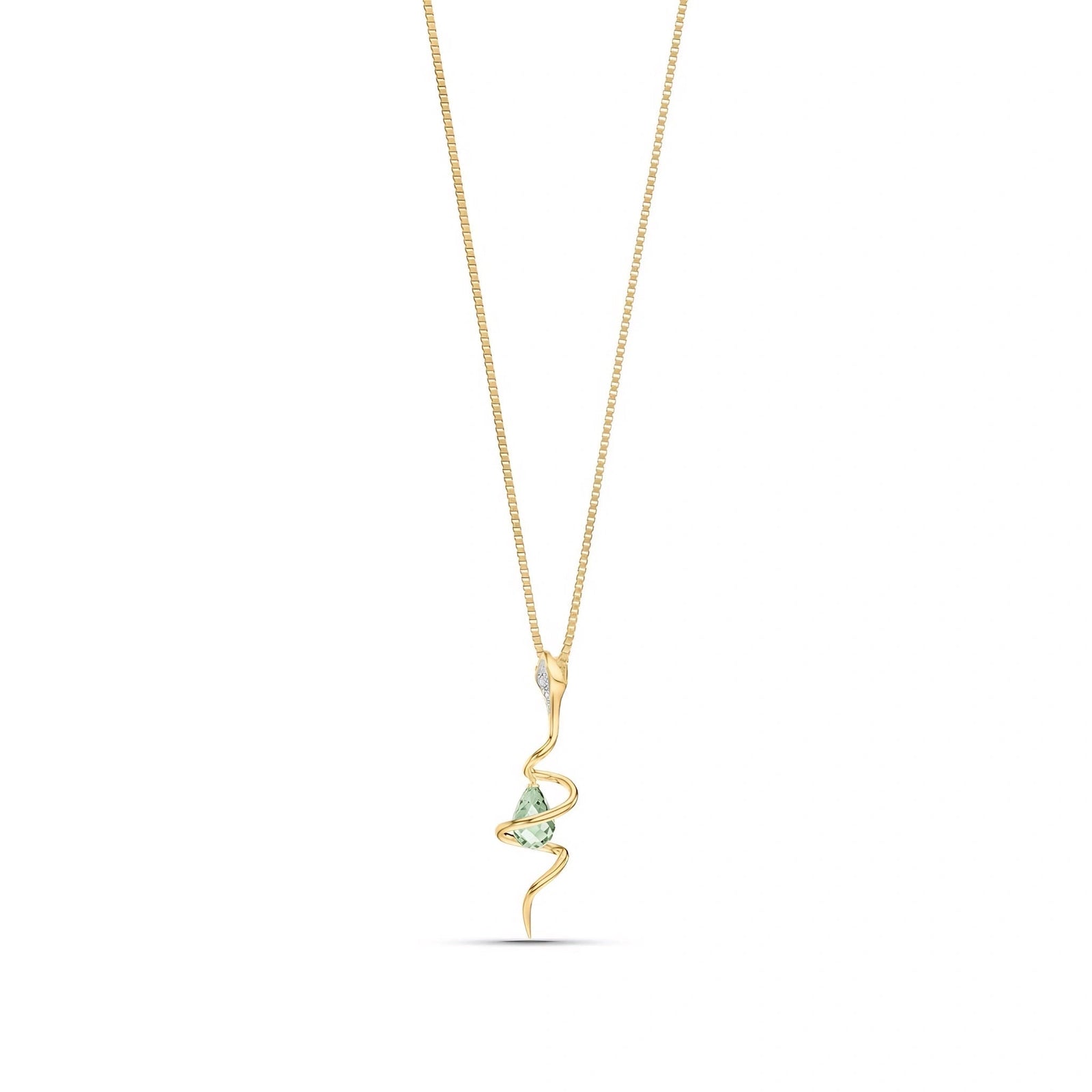 Yellow Gold Pendant Necklace Green Amethyst 10K — Argentina