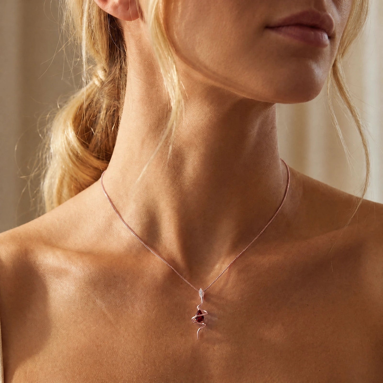 Rose Gold Pendant Necklace Pink Topaz 10K — Argentina