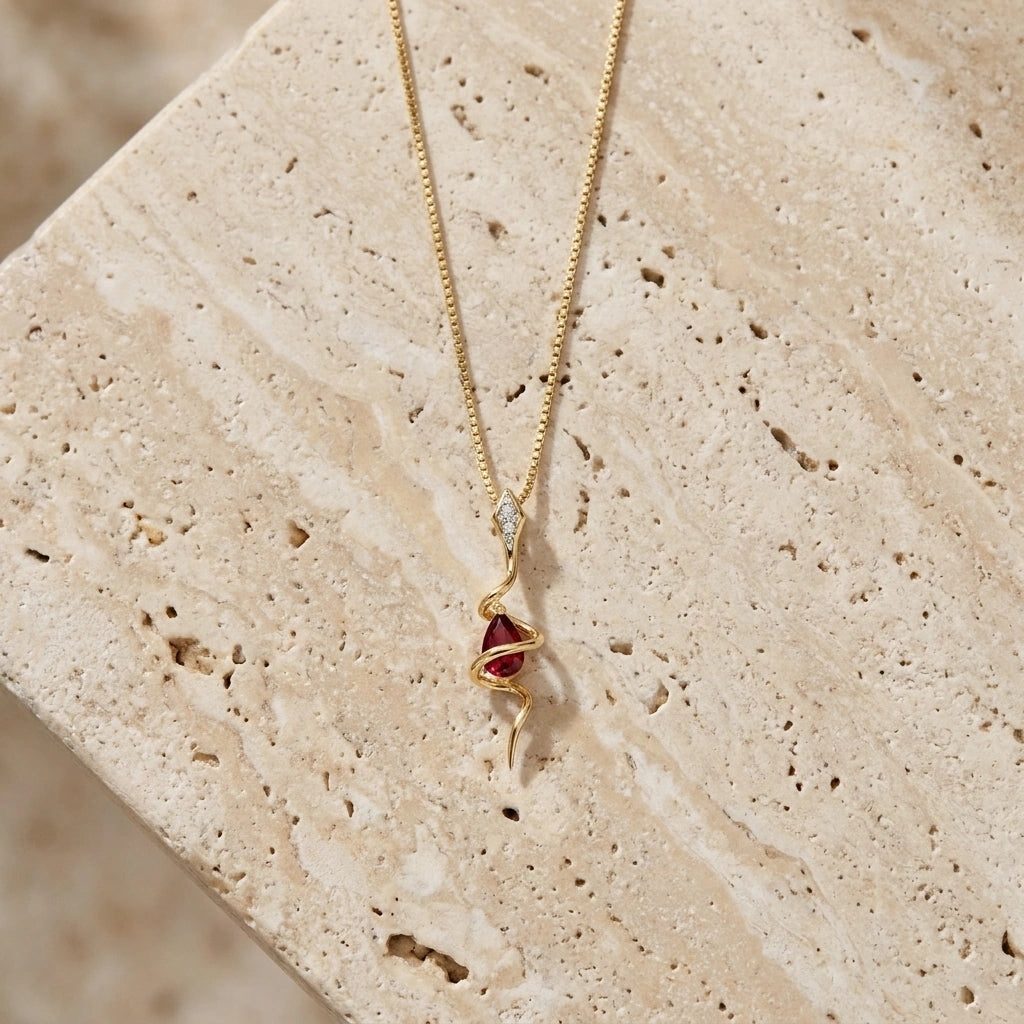Yellow Gold Pendant Necklace Pink Topaz 10K — Argentina