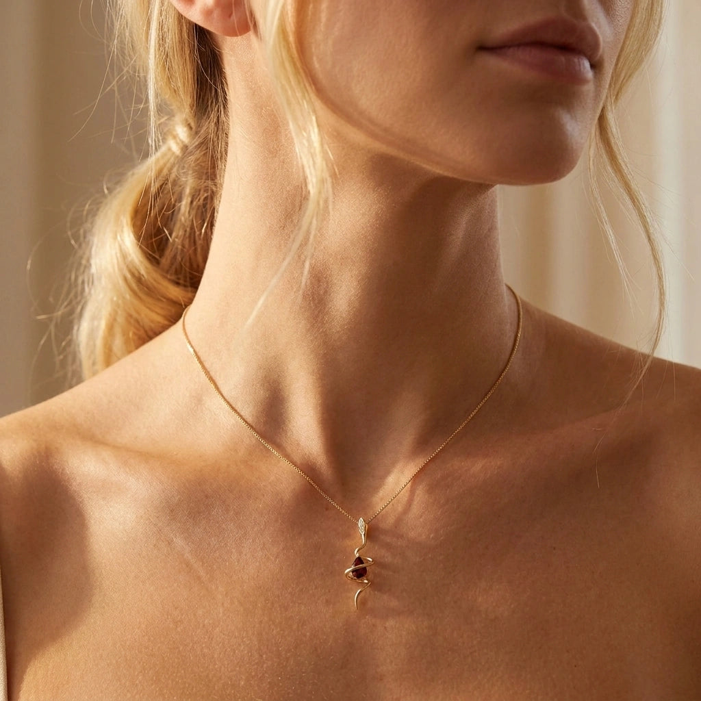Yellow Gold Pendant Necklace Pink Topaz 10K — Argentina