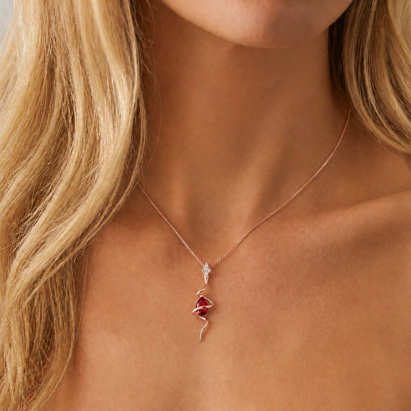 Rose Gold Pendant Necklace Sapphire 10K — Argentina