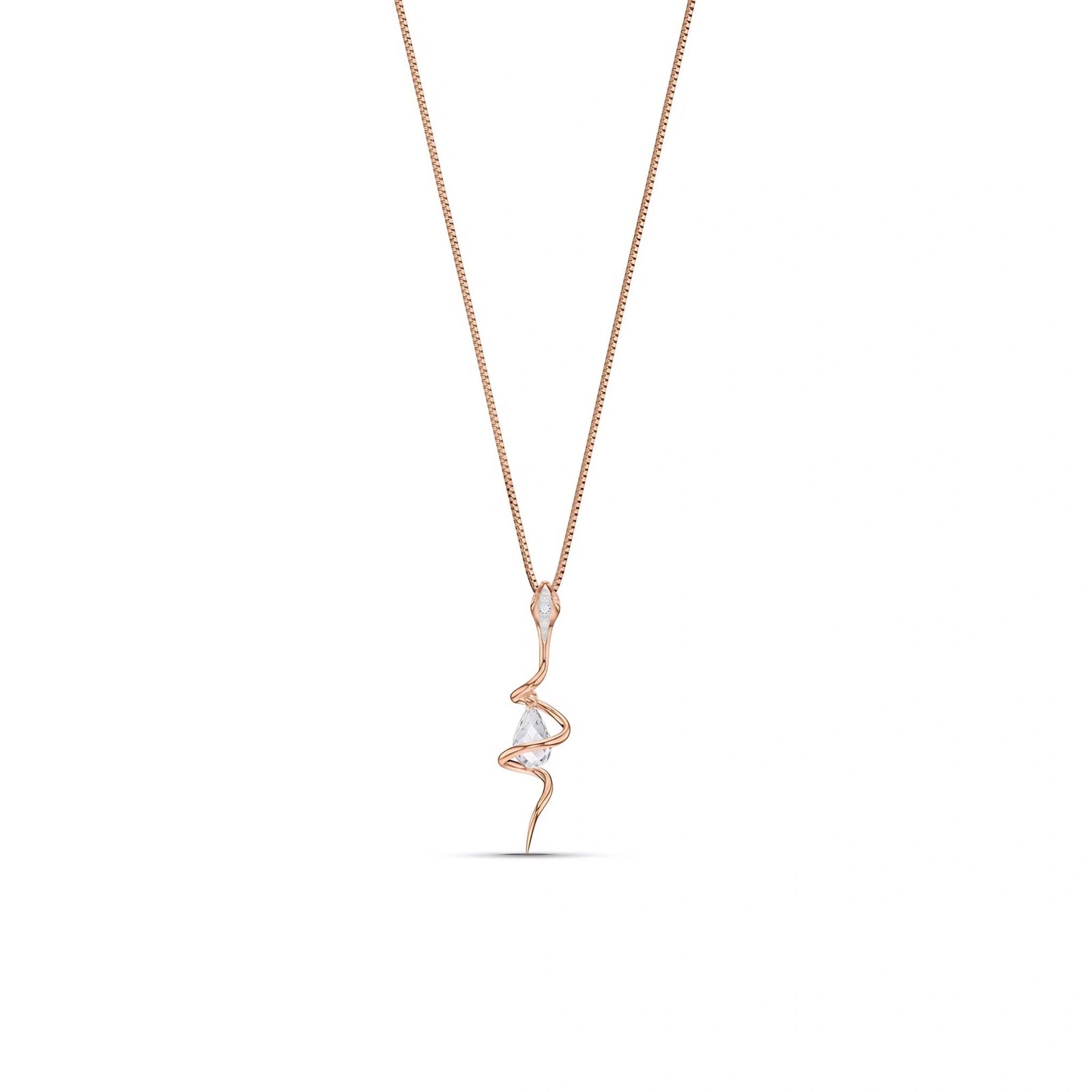 Rose Gold Pendant Necklace White Topaz 10K — Argentina