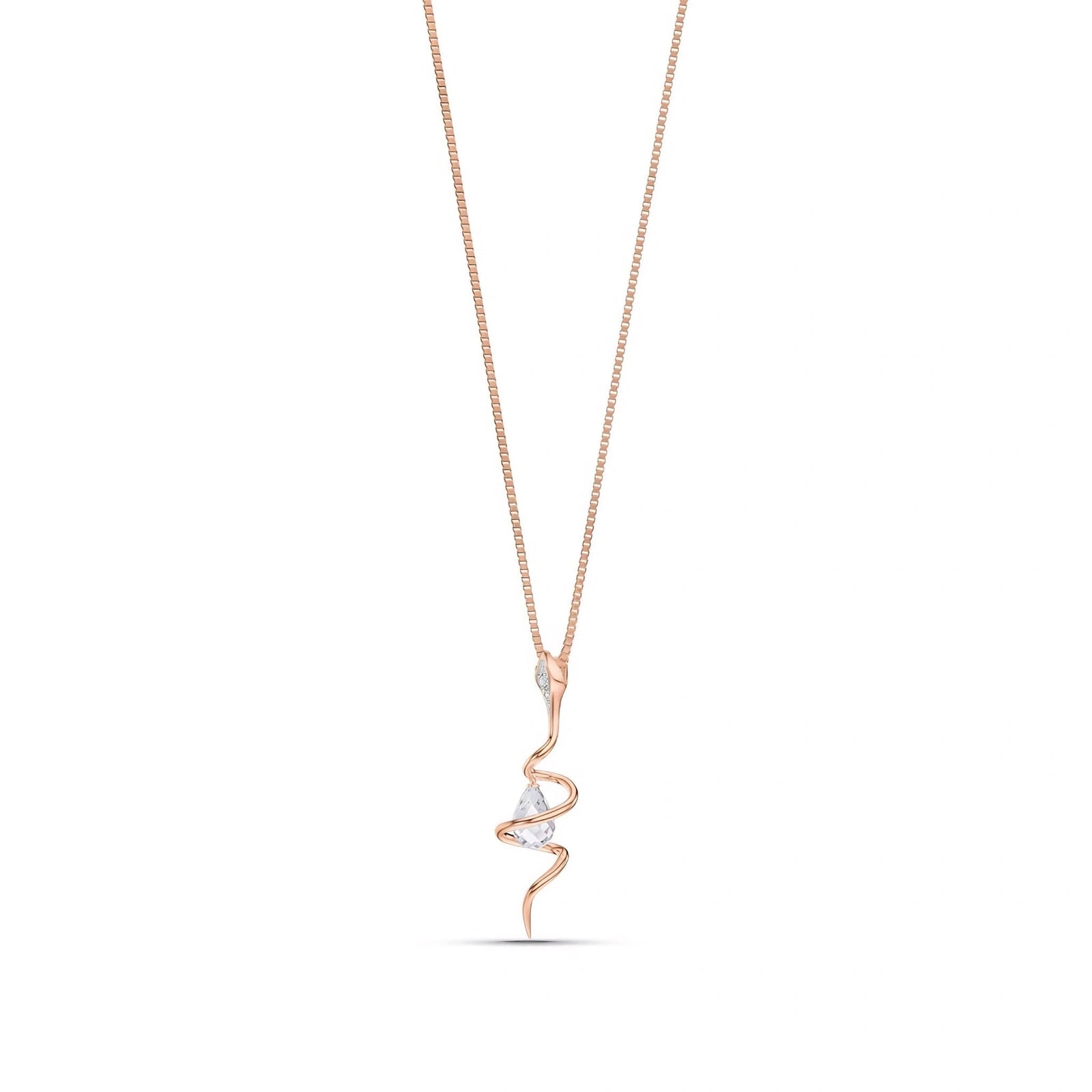Rose Gold Pendant Necklace White Topaz 10K — Argentina