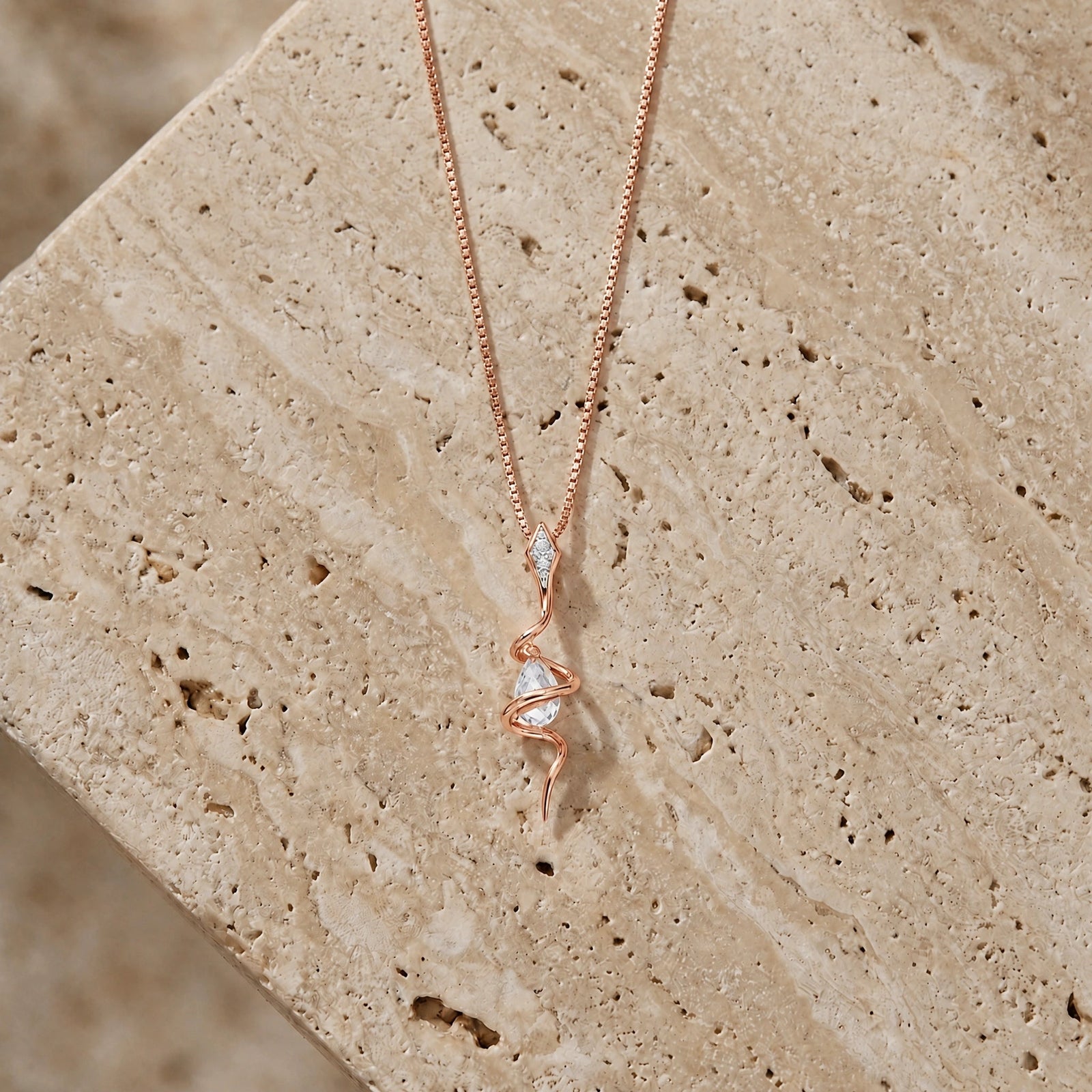Rose Gold Pendant Necklace White Topaz 10K — Argentina