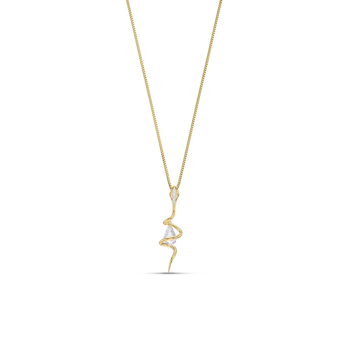 Yellow Gold Pendant Necklace White Topaz 10K — Argentina