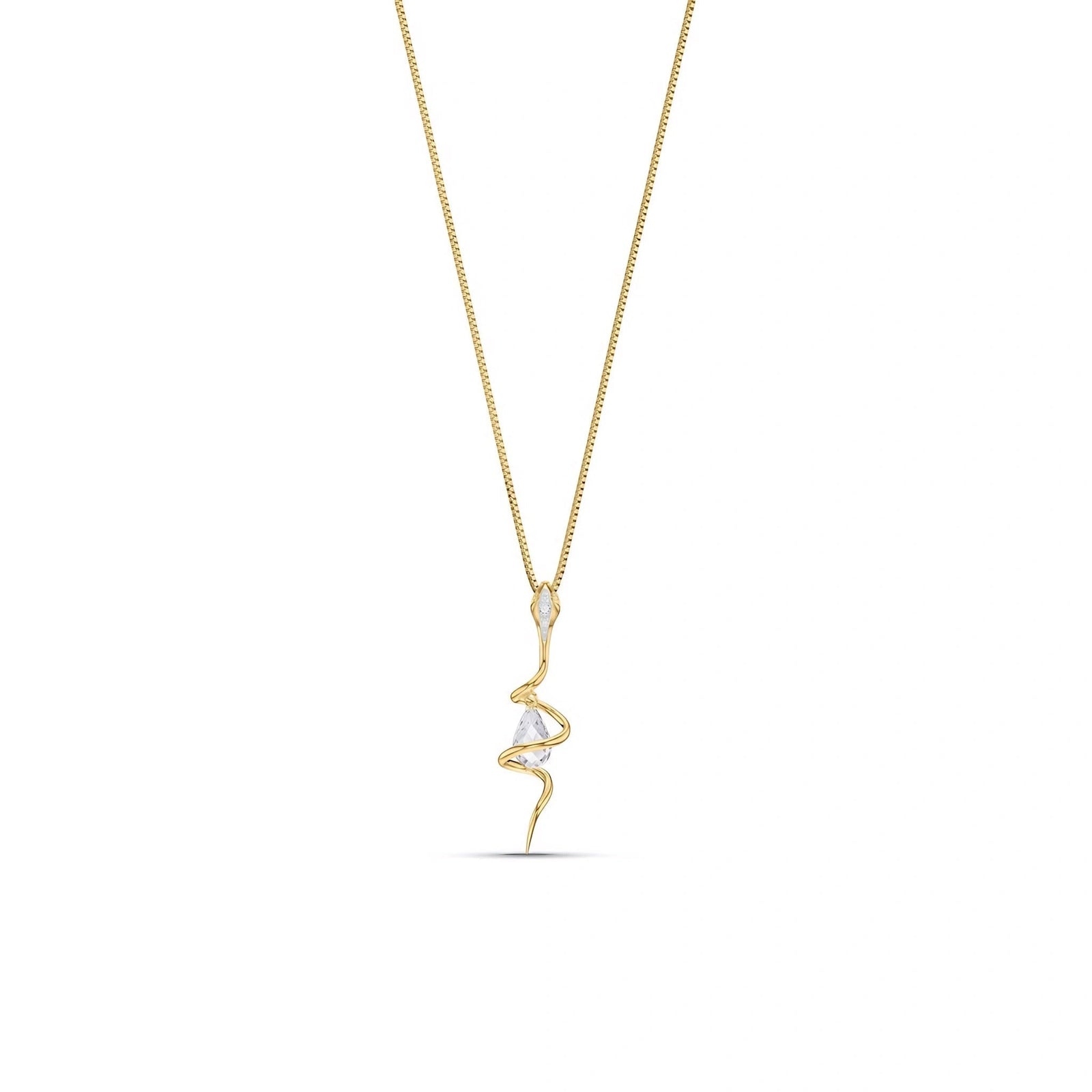 Yellow Gold Pendant Necklace White Topaz 10K — Argentina