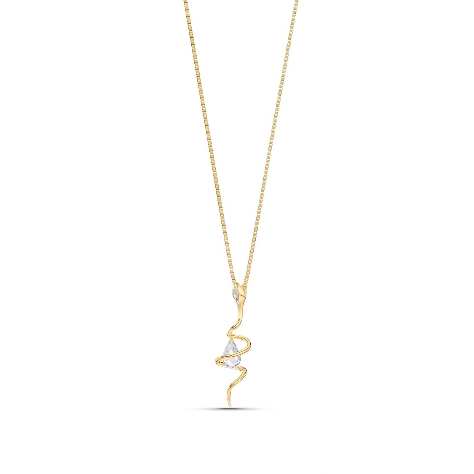 Yellow Gold Pendant Necklace White Topaz 10K — Argentina