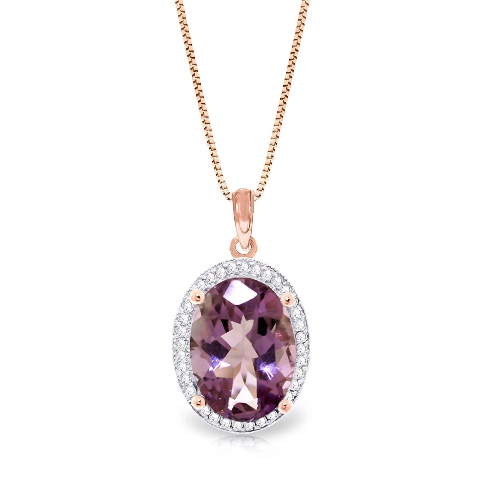 Rose Gold Pendant Necklace Amethyst 10K — Ersilia