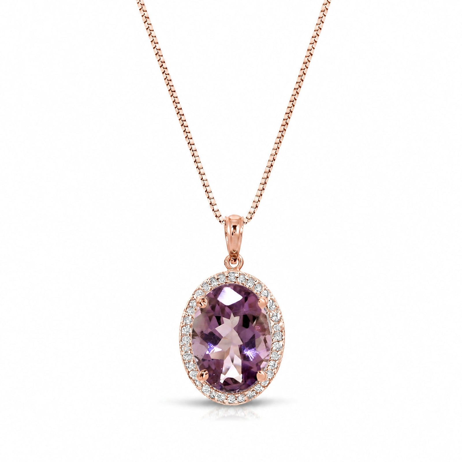 Rose Gold Pendant Necklace Amethyst 10K — Ersilia