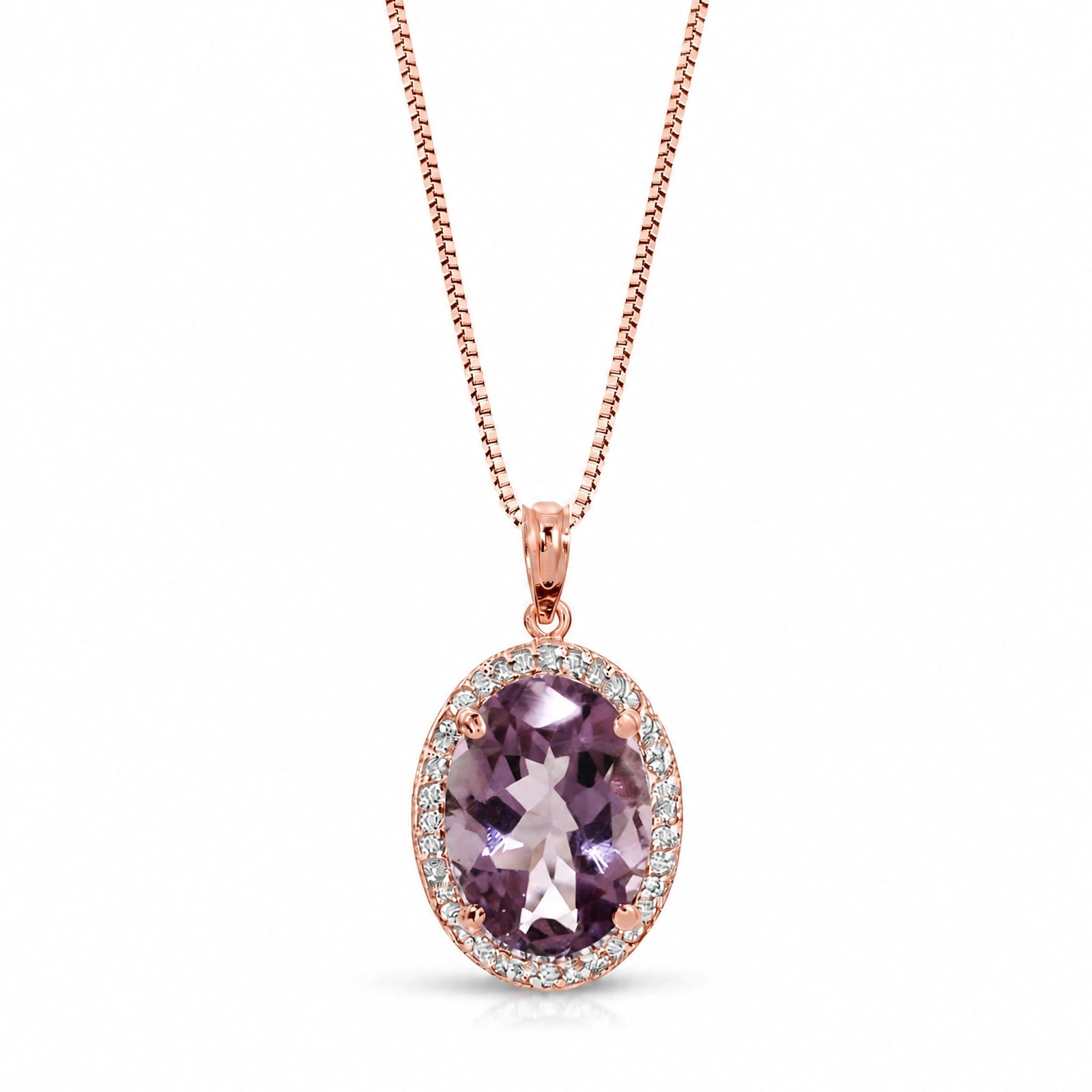Rose Gold Pendant Necklace Amethyst 10K — Ersilia
