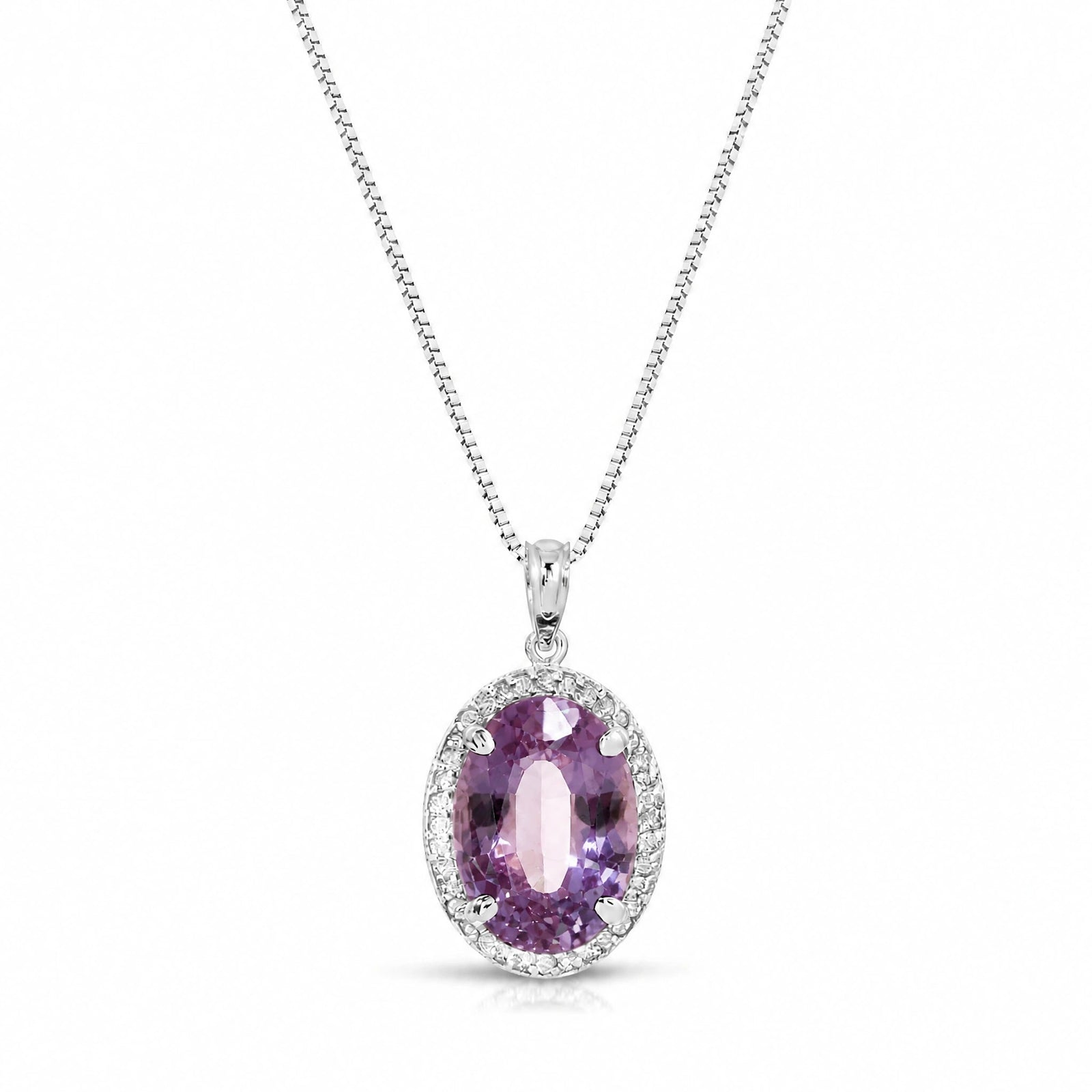 White Gold Pendant Necklace Amethyst 10K — Ersilia