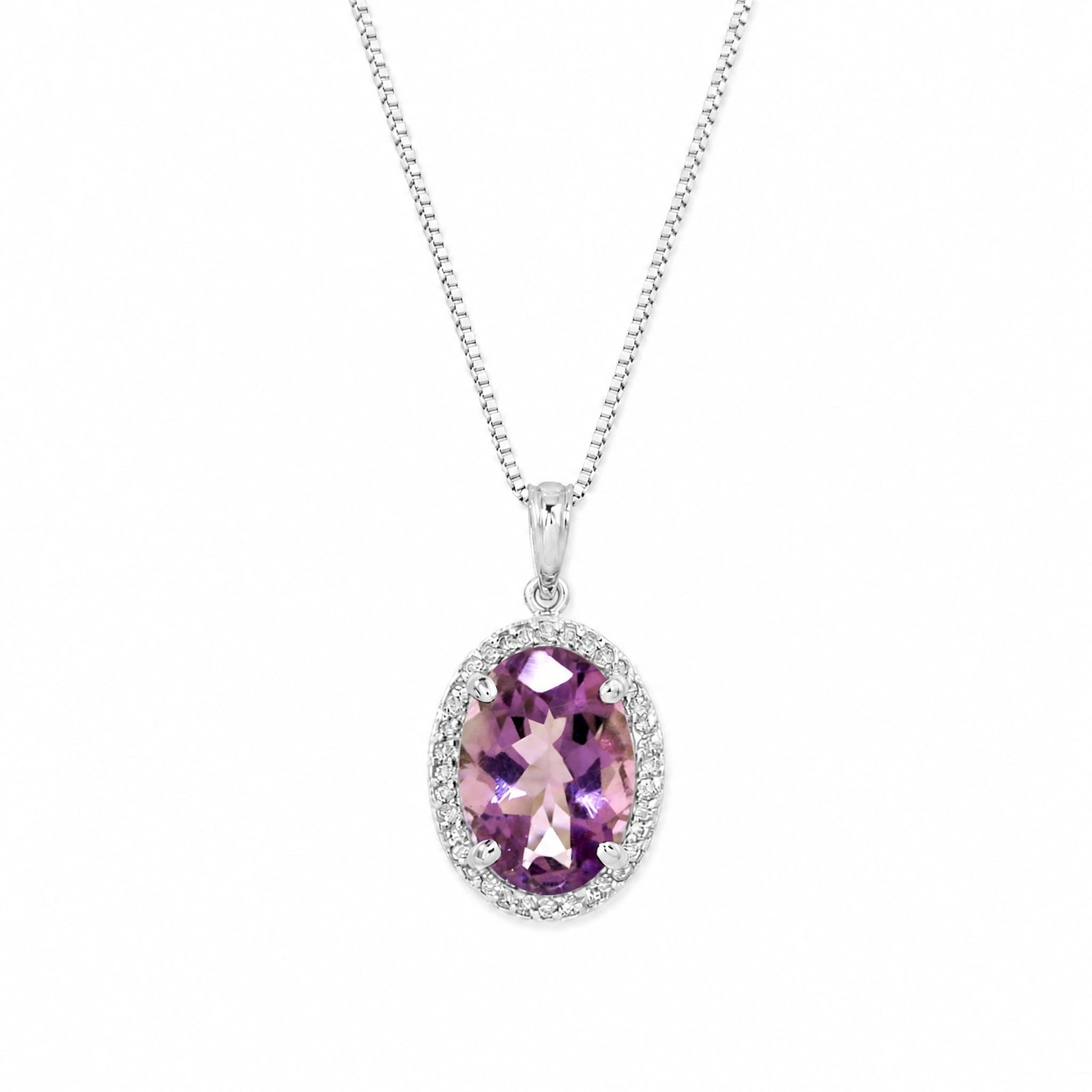 White Gold Pendant Necklace Amethyst 10K — Ersilia