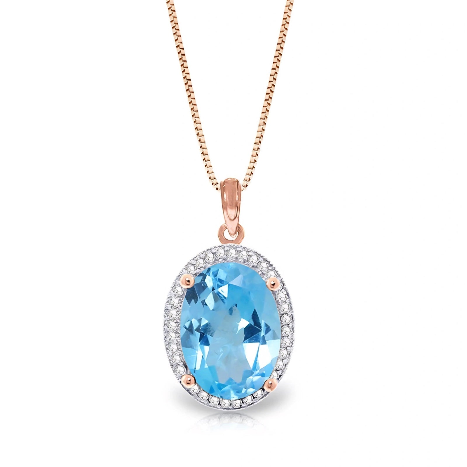 Rose Gold Pendant Necklace Blue Topaz 10K — Ersilia