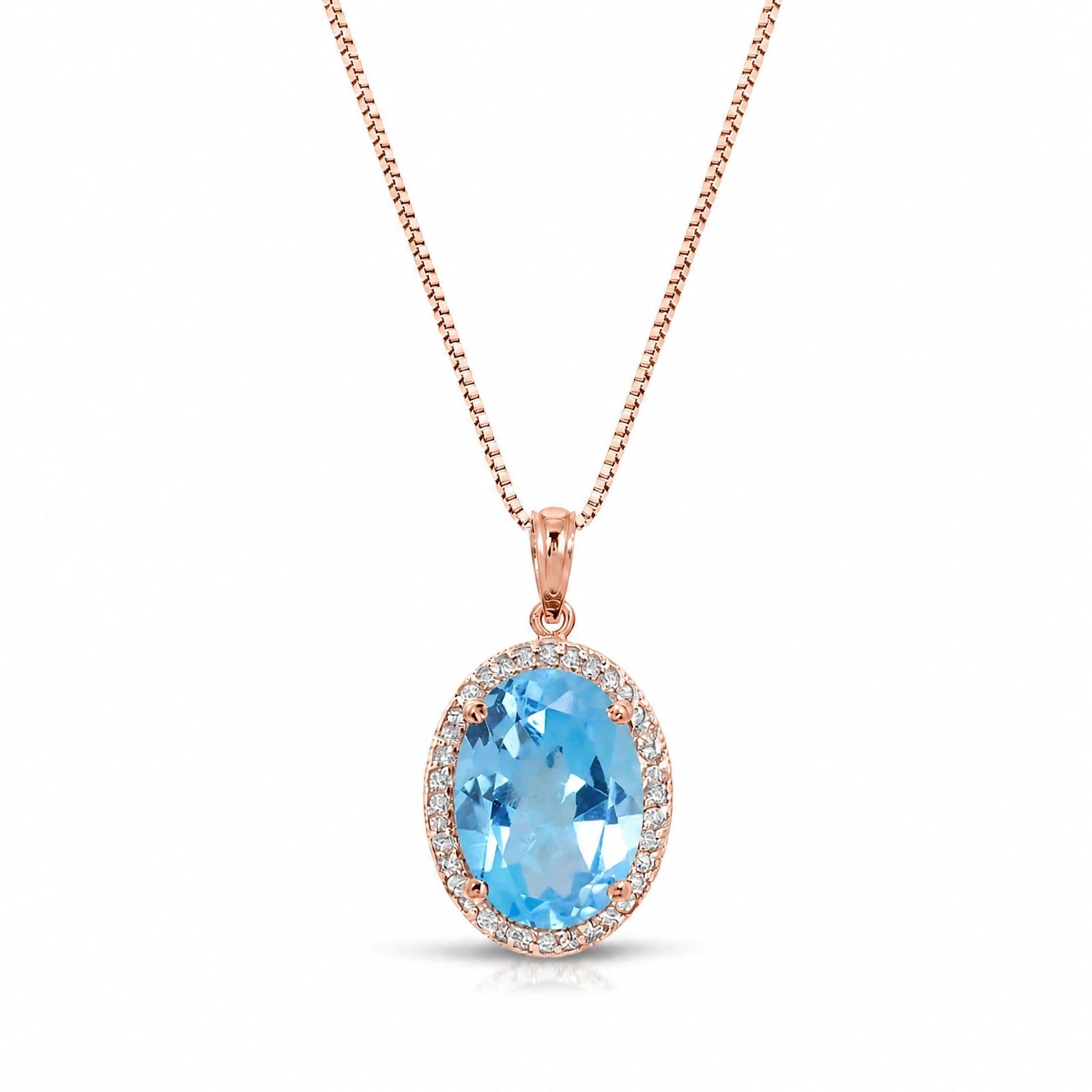Rose Gold Pendant Necklace Blue Topaz 10K — Ersilia