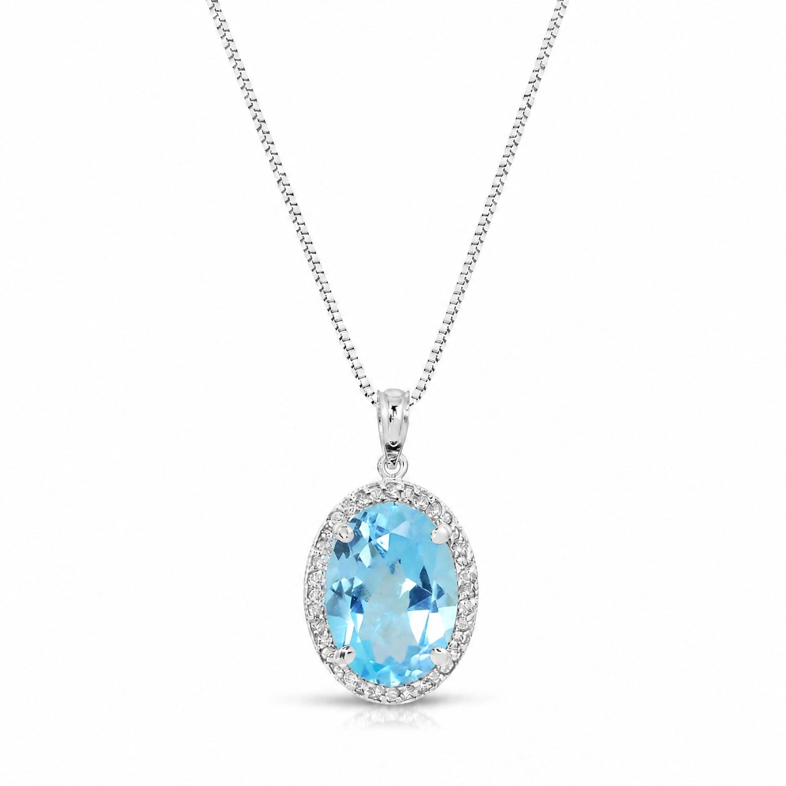 White Gold Pendant Necklace Blue Topaz 10K — Ersilia