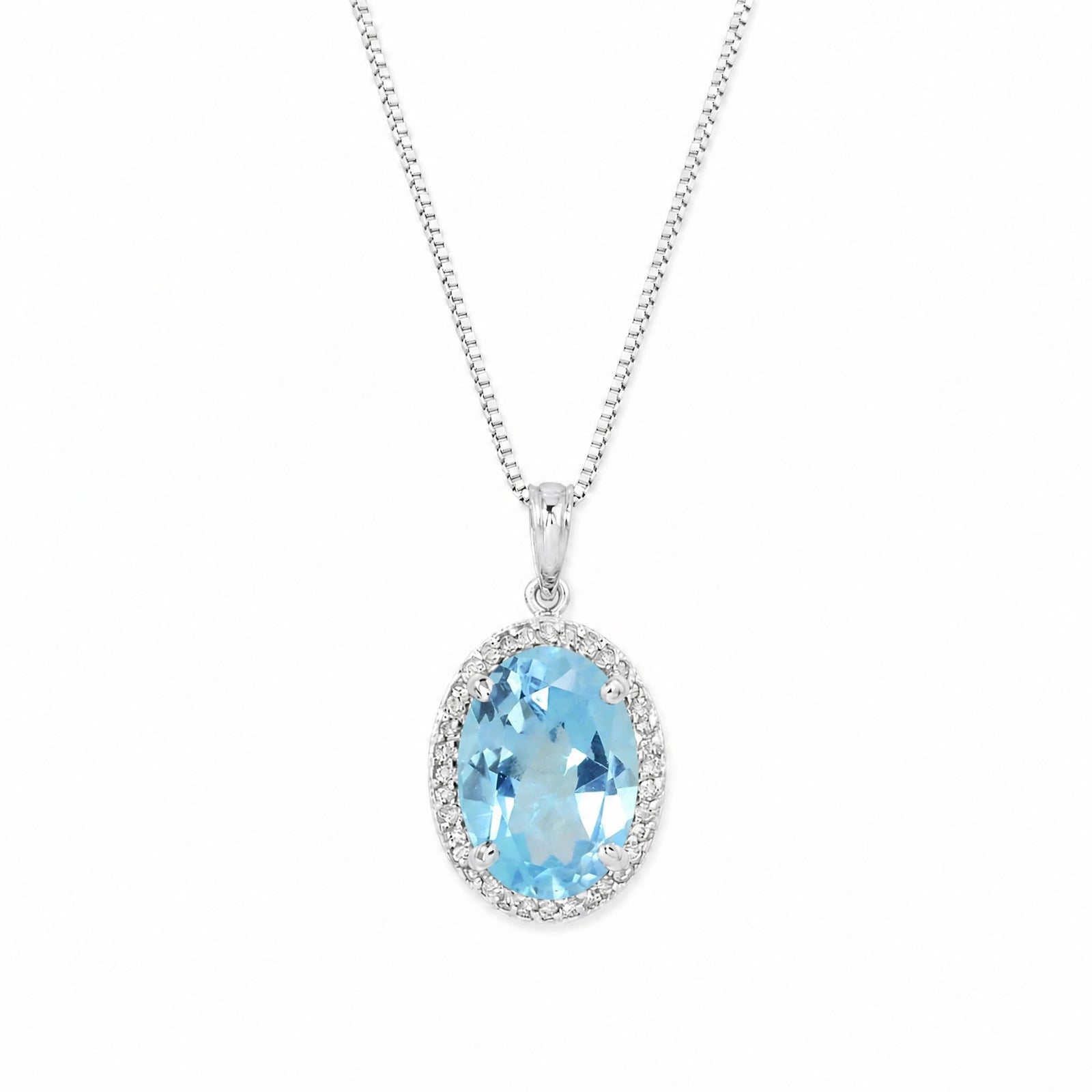 White Gold Pendant Necklace Blue Topaz 10K — Ersilia