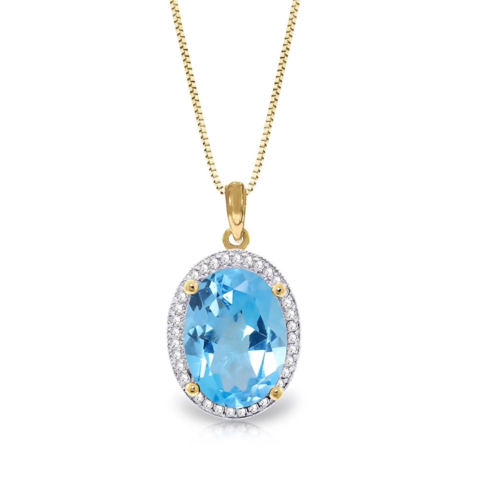 Yellow Gold Pendant Necklace Blue Topaz 10K — Ersilia