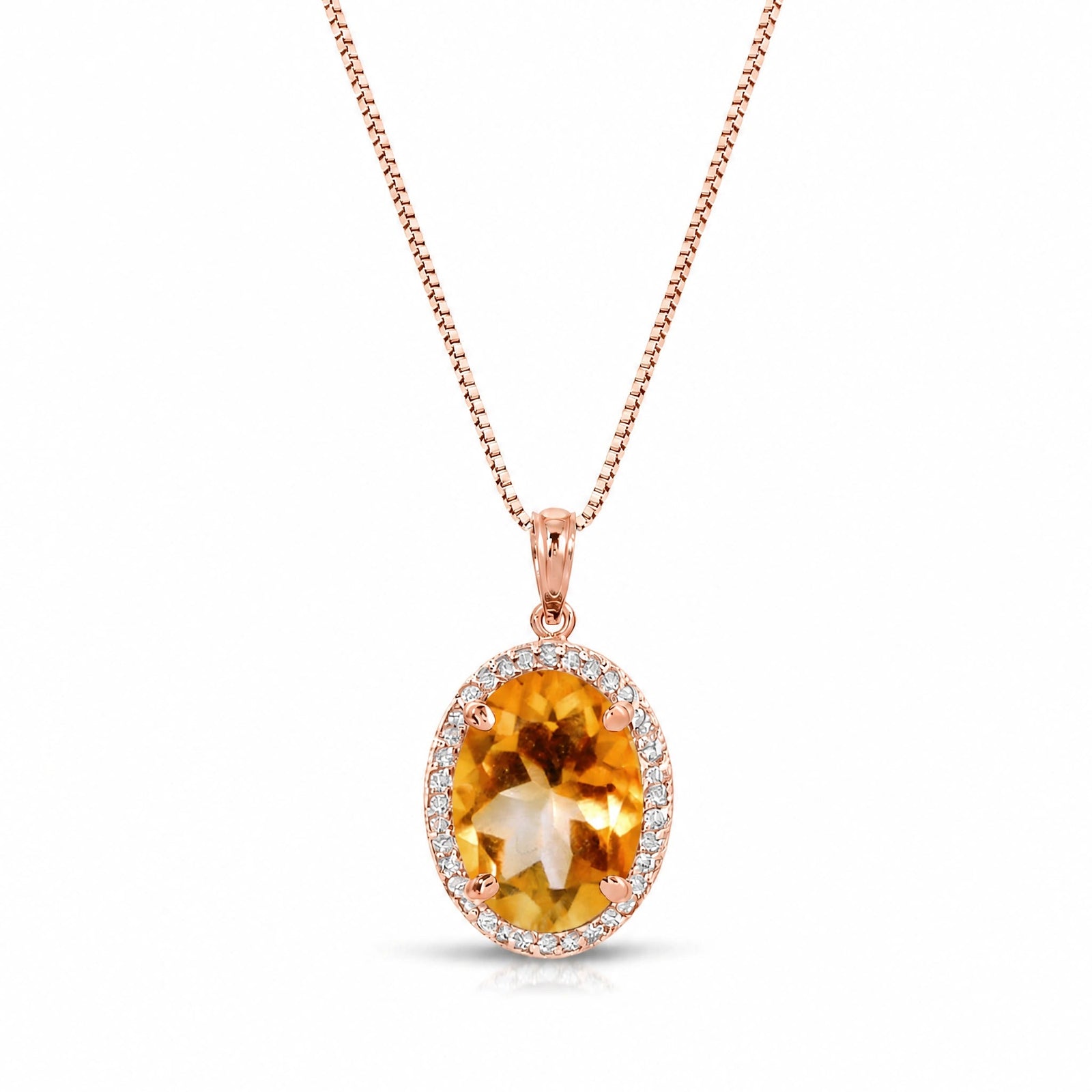 Rose Gold Pendant Necklace Citrine 10K — Ersilia