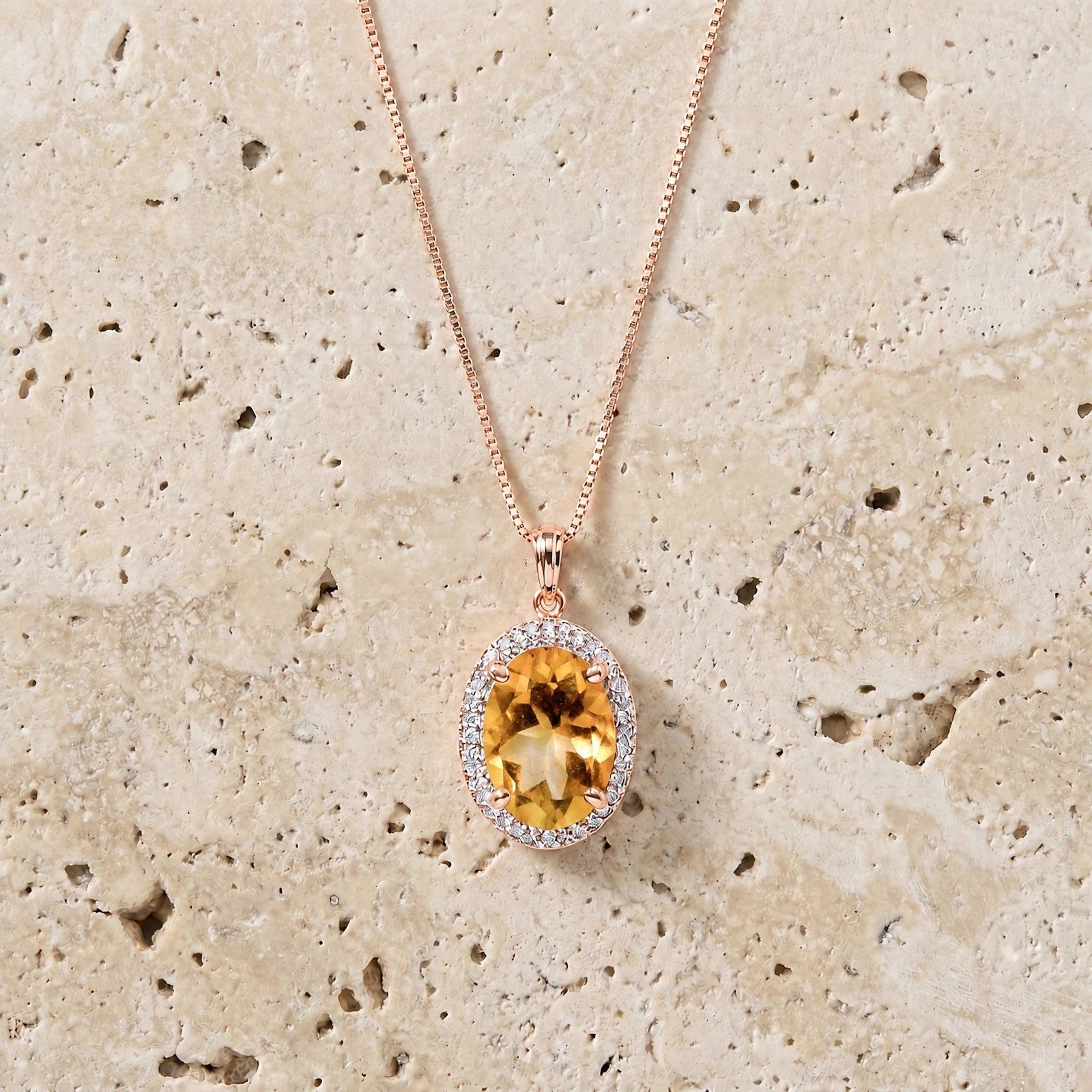 Rose Gold Pendant Necklace Citrine 10K — Ersilia